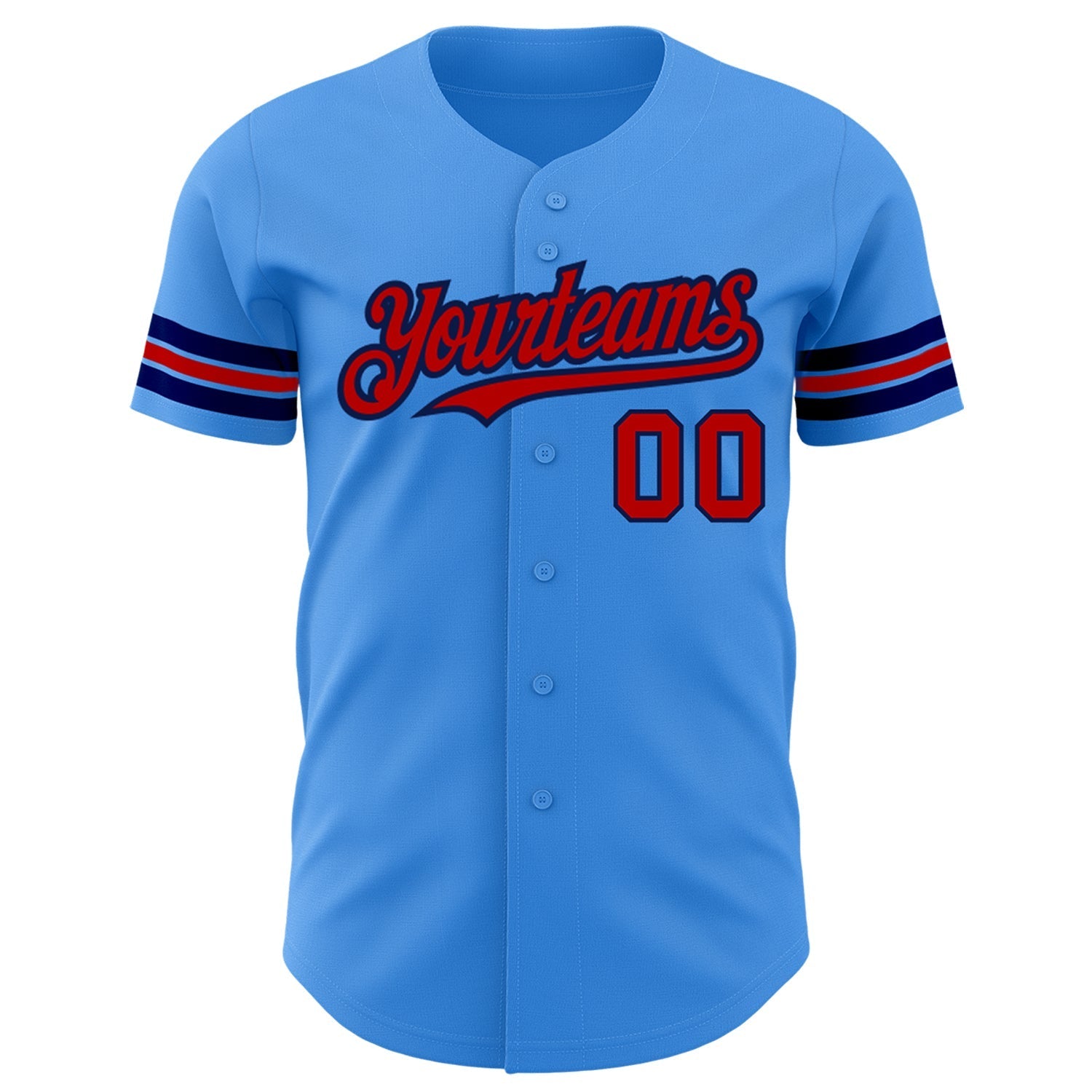 Custom Electric Blue Red-Navy Authentic Baseball Jersey baseball jersey product view 2