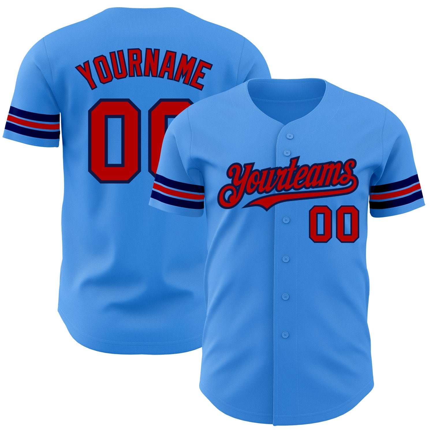 Custom Electric Blue Red-Navy Authentic Baseball Jersey baseball jersey product view 1