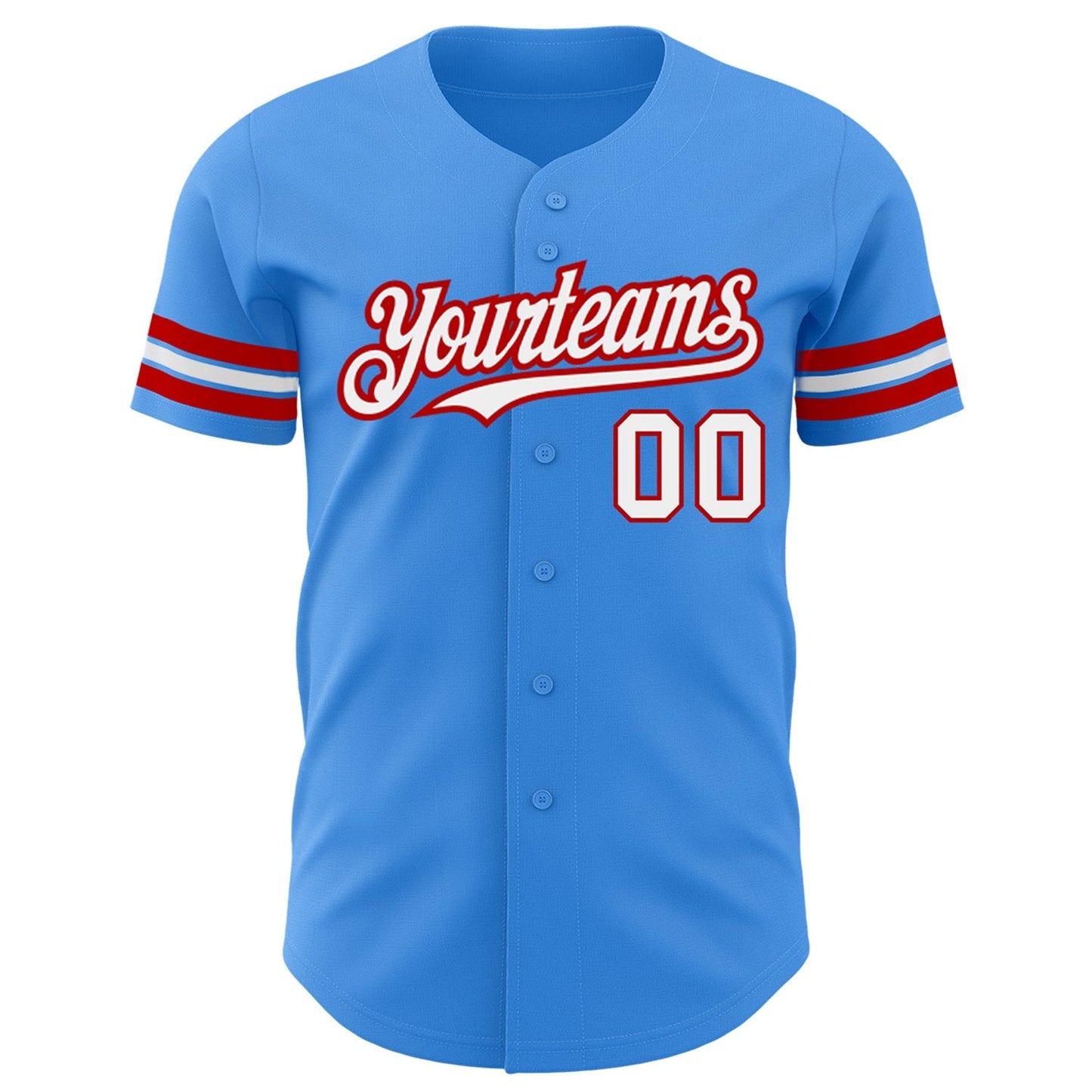 Custom Electric Blue White-Red Authentic Baseball Jersey baseball jersey product view 2