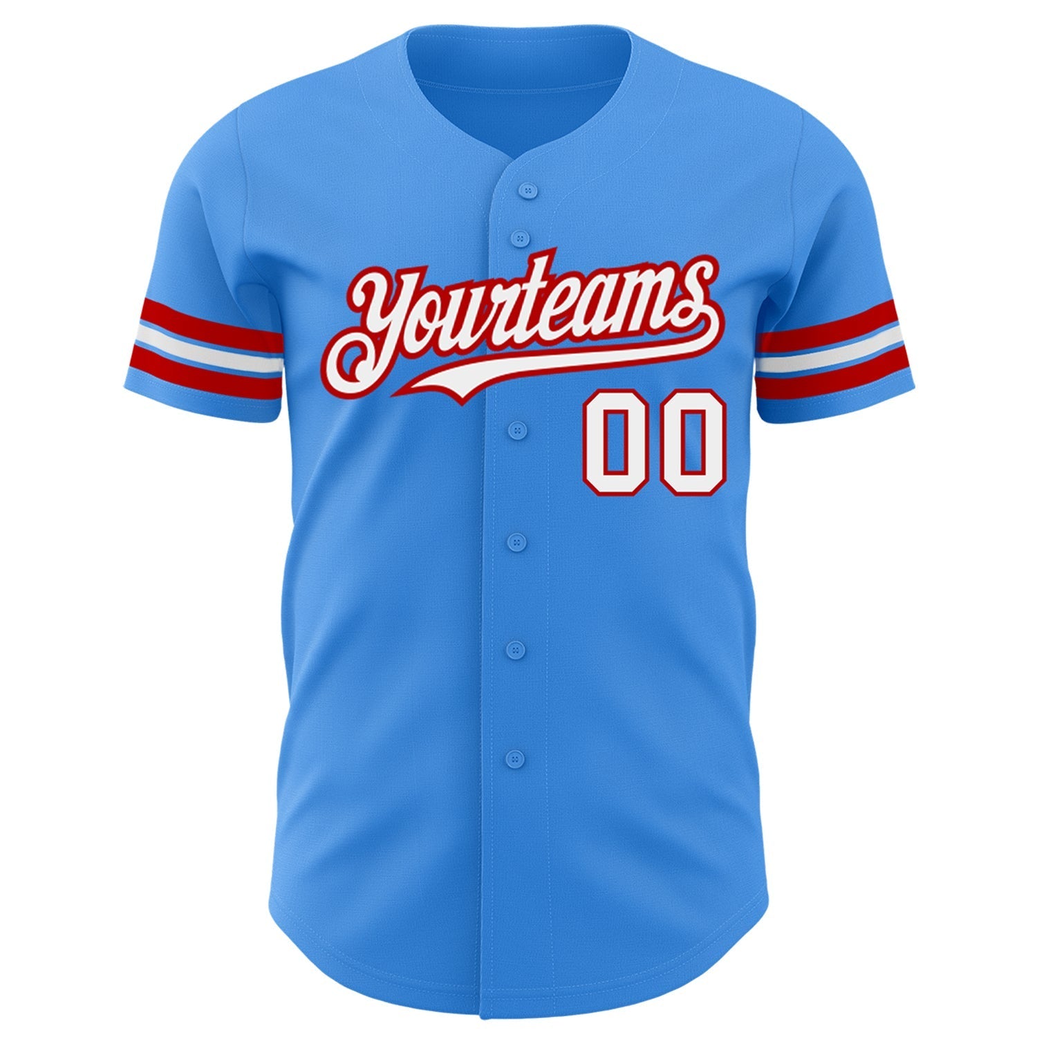 Custom Electric Blue White-Red Authentic Baseball Jersey baseball jersey product view 2