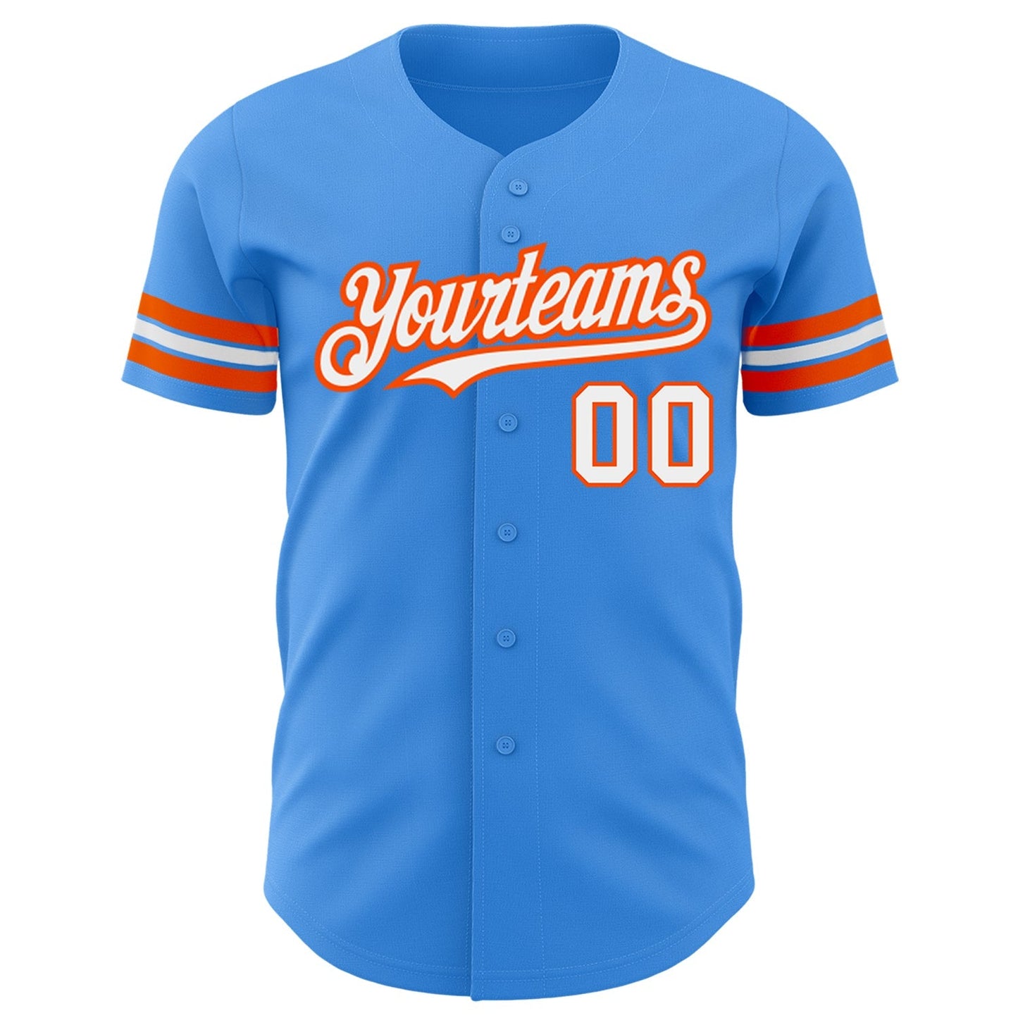 Custom Electric Blue White-Orange Authentic Baseball Jersey baseball jersey product view 2