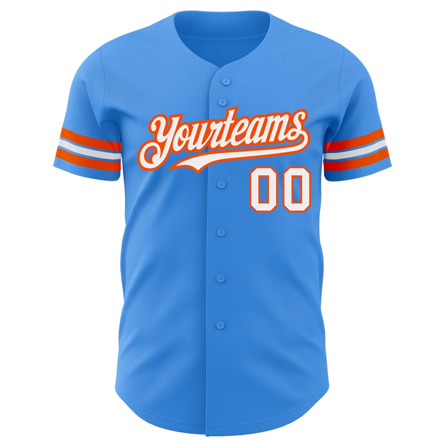 Custom Electric Blue White-Orange Authentic Baseball Jersey baseball jersey product view 2