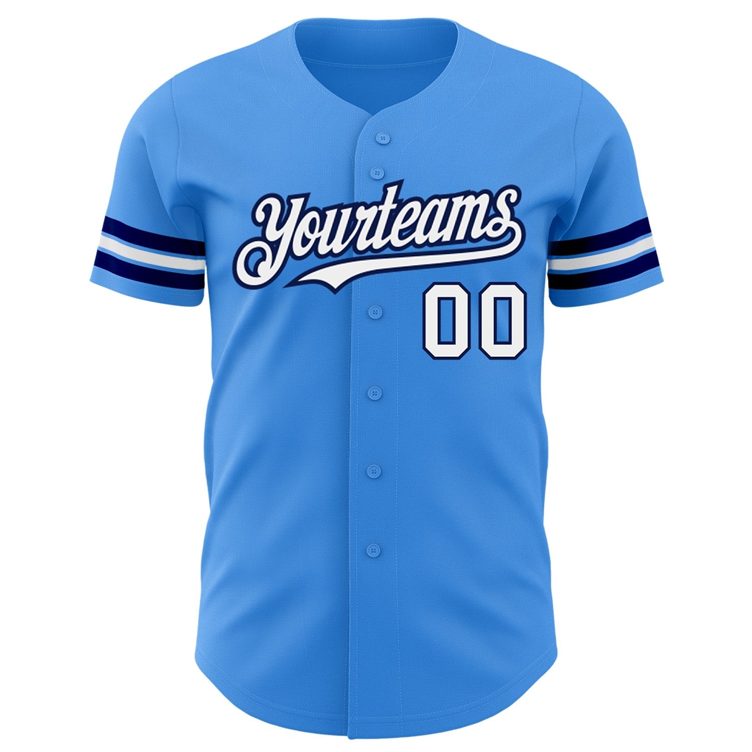 Custom Electric Blue White-Navy Authentic Baseball Jersey baseball jersey product view 2