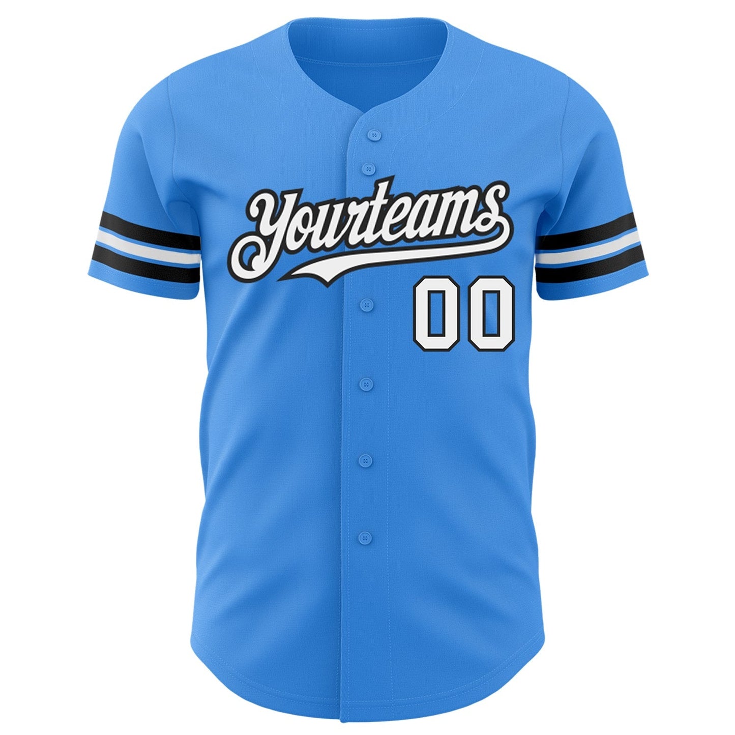 Custom Electric Blue White-Black Authentic Baseball Jersey baseball jersey product view 2
