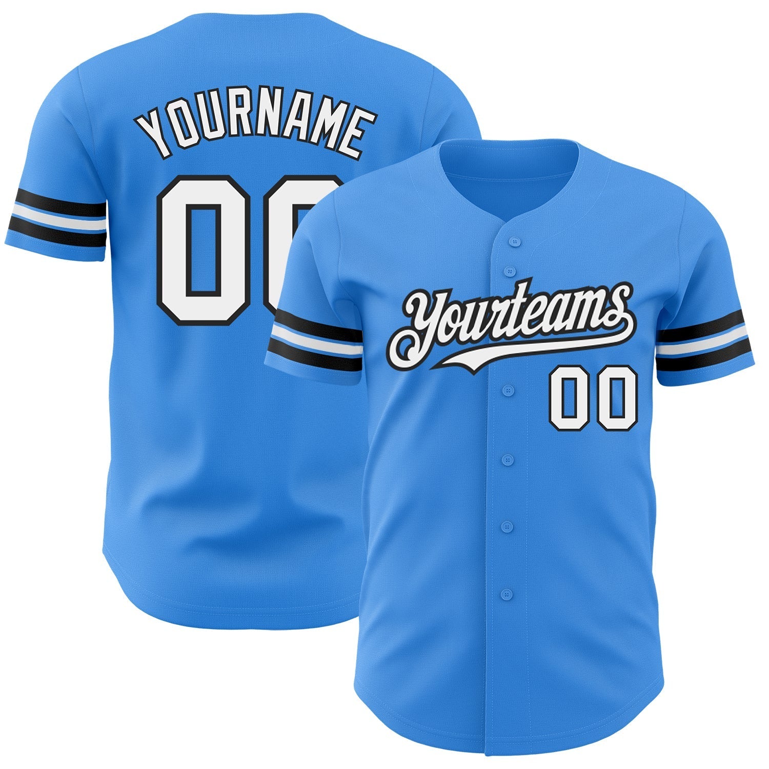 Custom Electric Blue White-Black Authentic Baseball Jersey baseball jersey product view 1