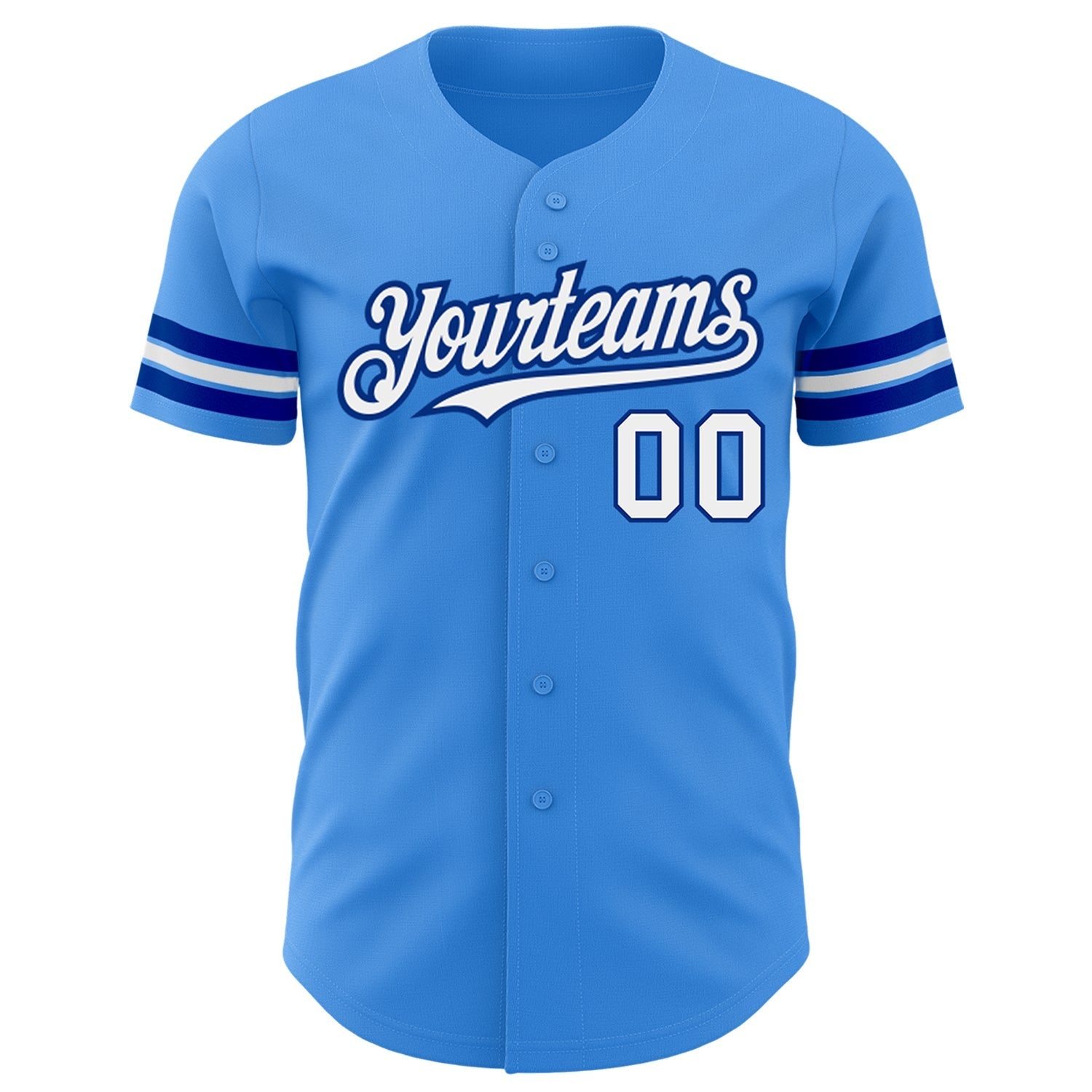 Custom Electric Blue White-Royal Authentic Baseball Jersey baseball jersey product view 2