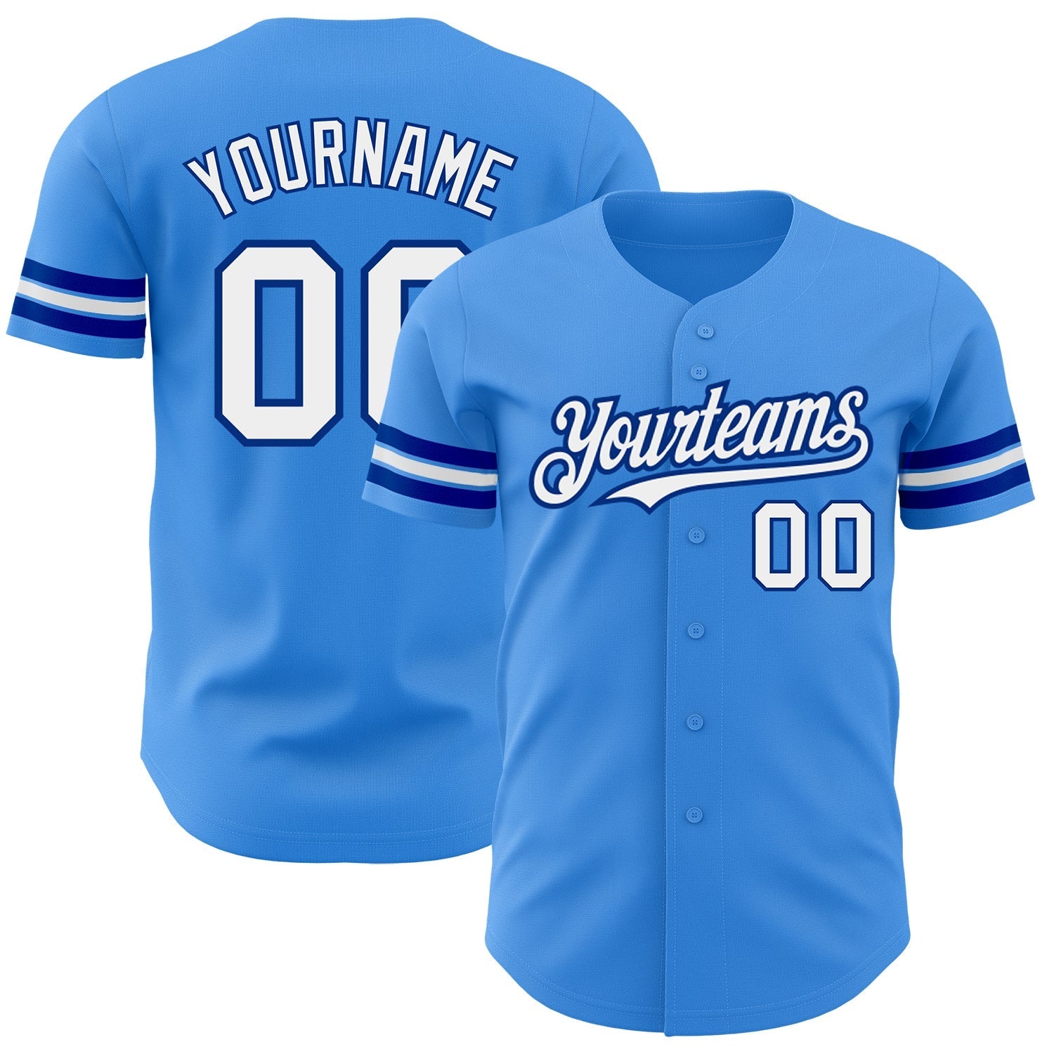 Custom Electric Blue White-Royal Authentic Baseball Jersey baseball jersey product view 1