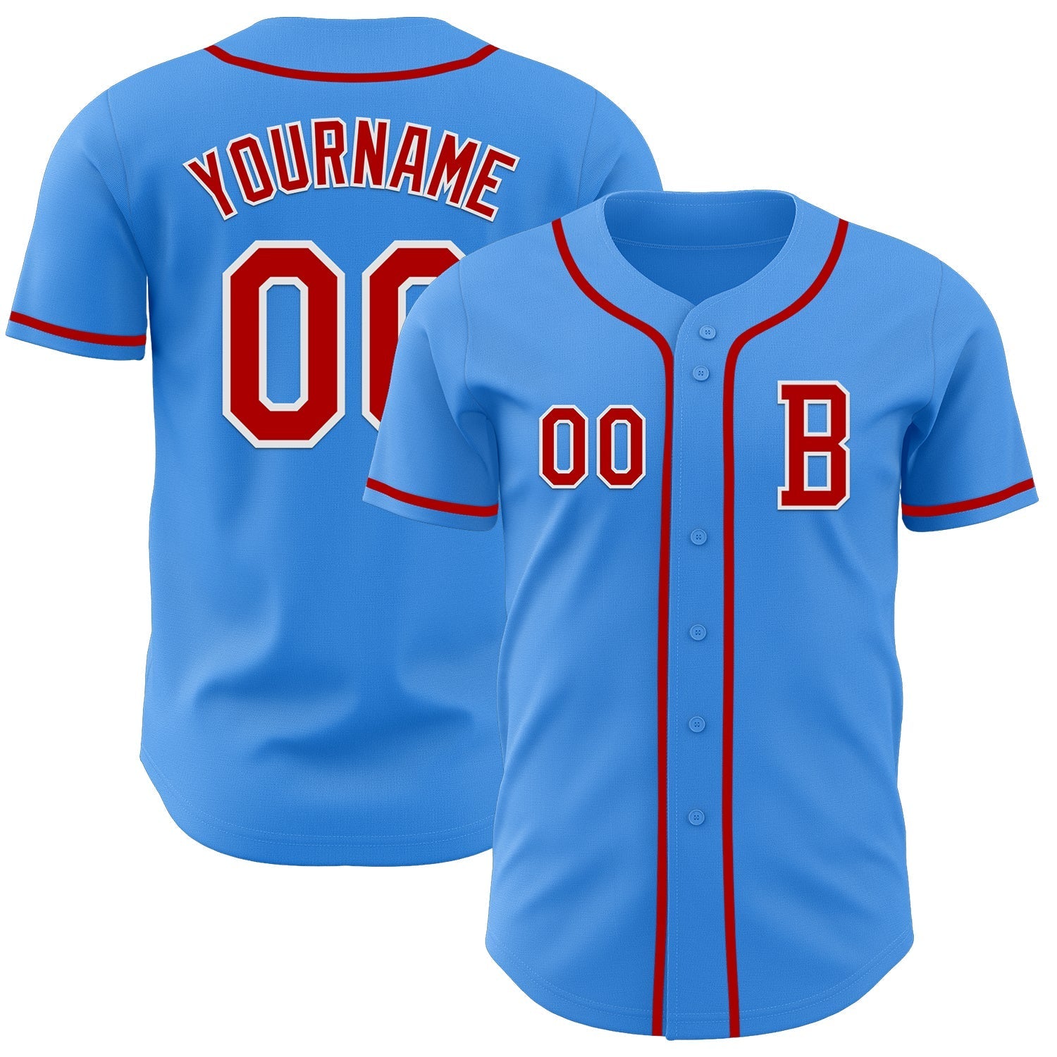 Custom Electric Blue Red-White Authentic Baseball Jersey baseball jersey product view 1