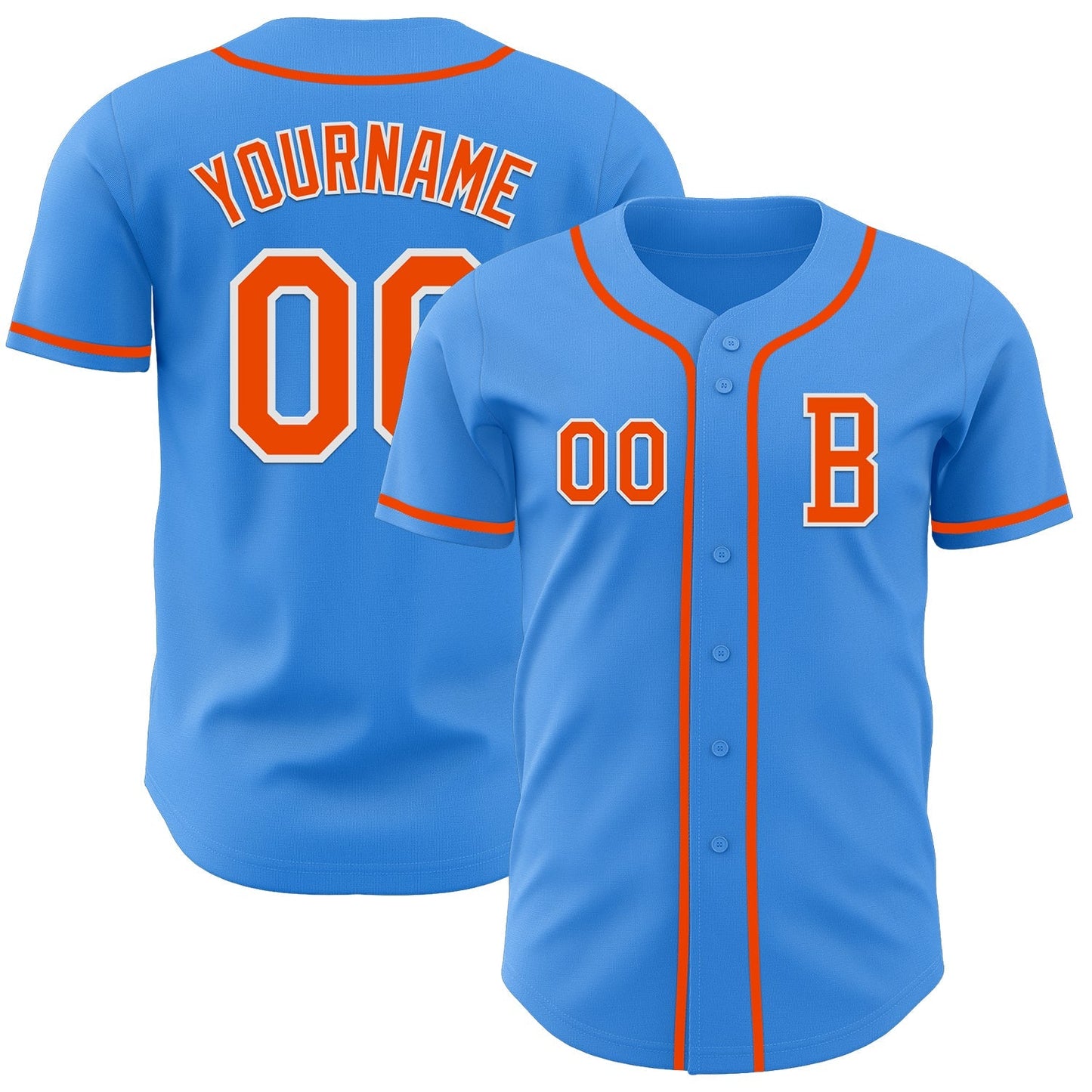 Custom Electric Blue Orange-White Authentic Baseball Jersey baseball jersey product view 1