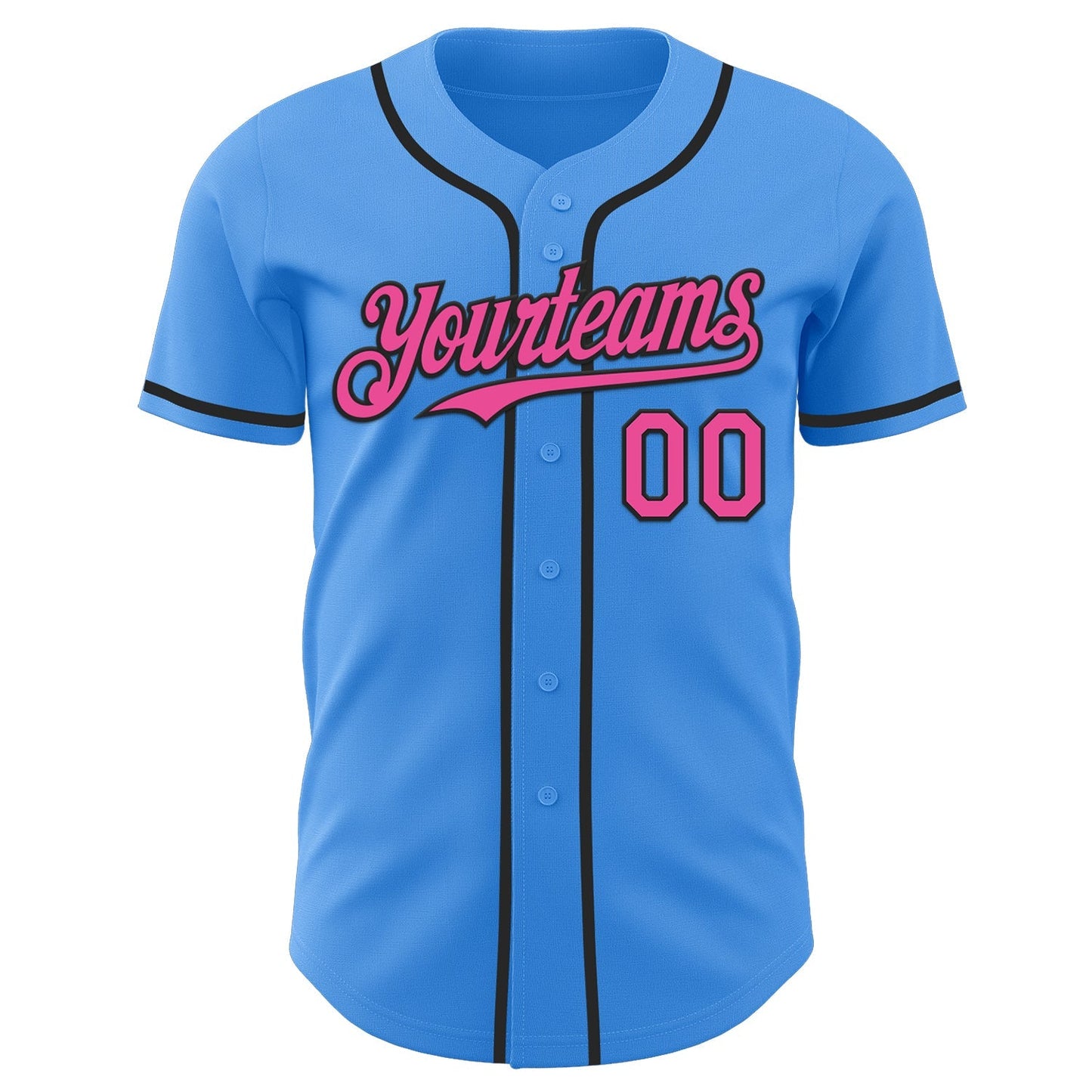 Custom Electric Blue Pink-Black Authentic Baseball Jersey baseball jersey product view 2
