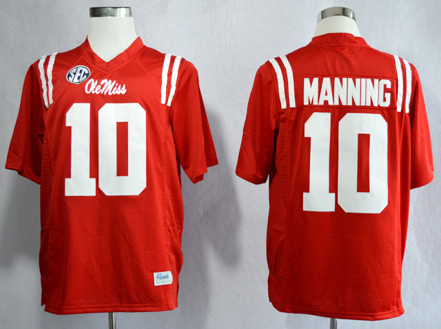 Eli Manning 10 Red1 College Football Jersey football jersey product view 1