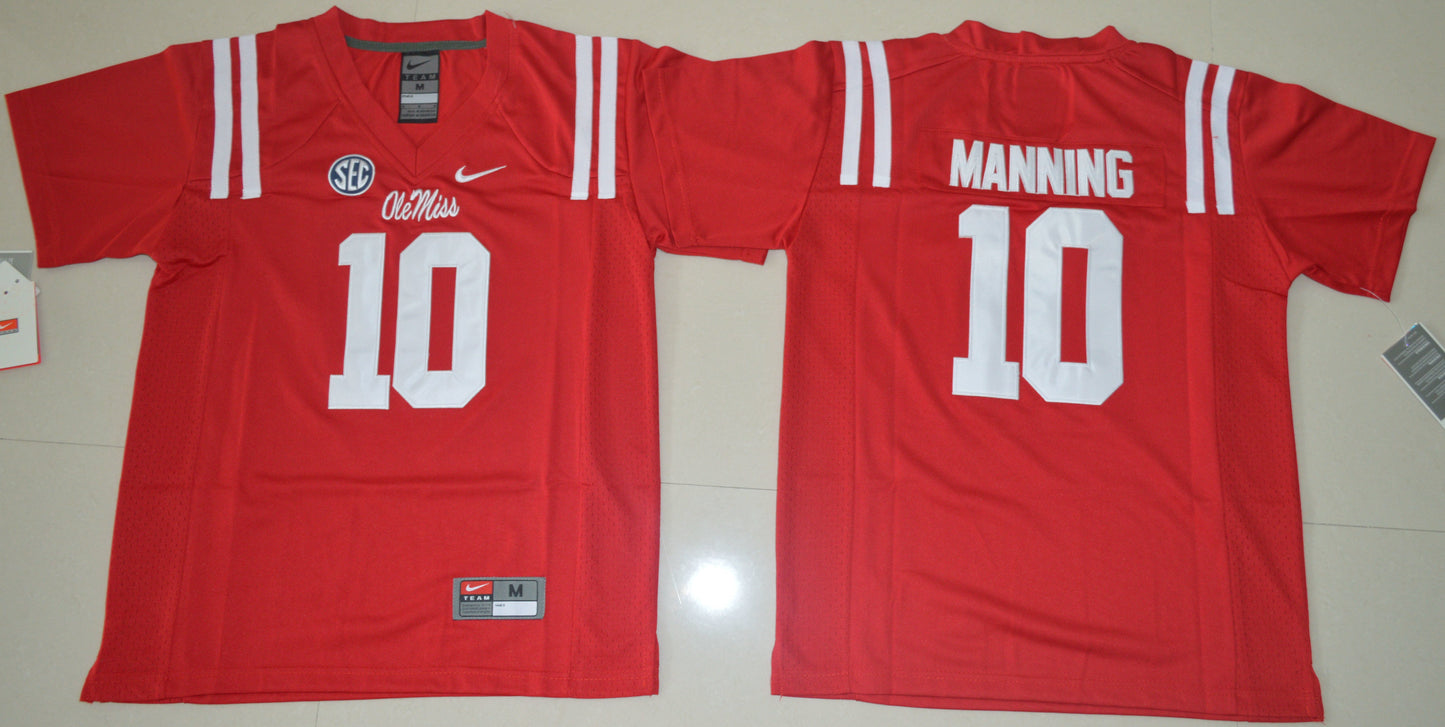 Eli Manning 10 Red Youth College Football Jersey football jersey product view 1