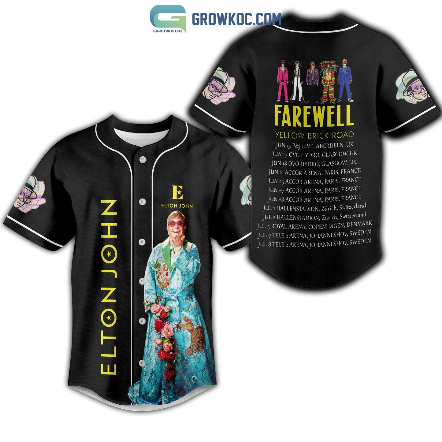 Elton John Farewell Yellow Brick Road Baseball Jersey baseball jersey product view 1