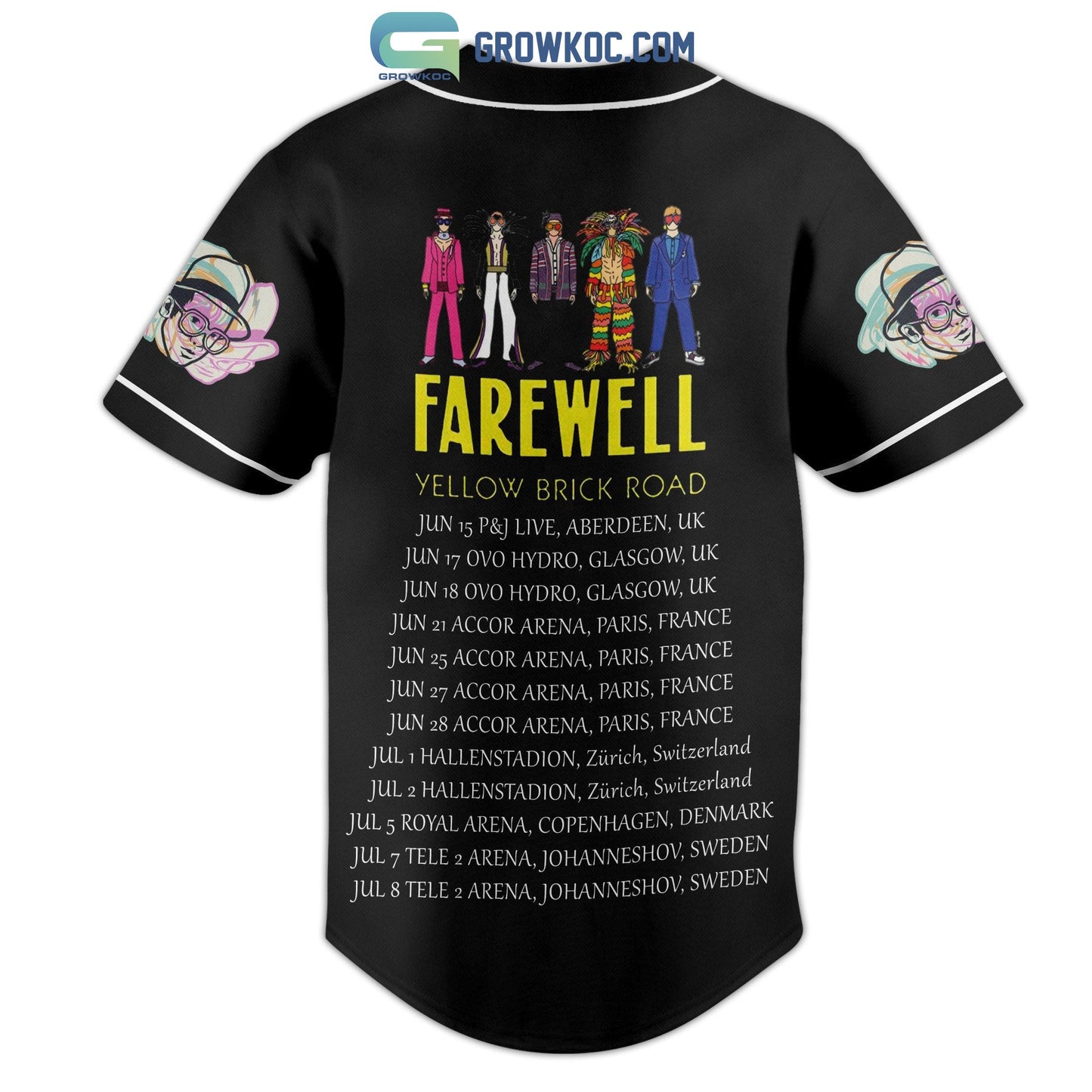 Elton John Farewell Yellow Brick Road Baseball Jersey baseball jersey product view 3