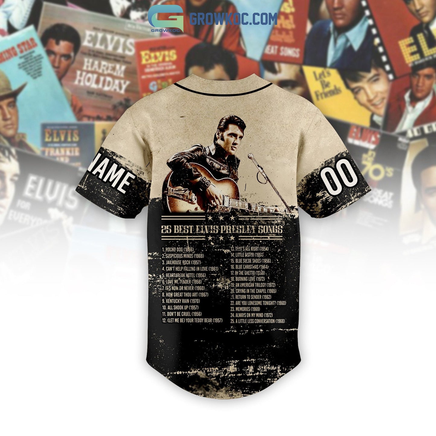 Elvis Presley 25 Best Song Personalized Baseball Jersey baseball jersey product view 3