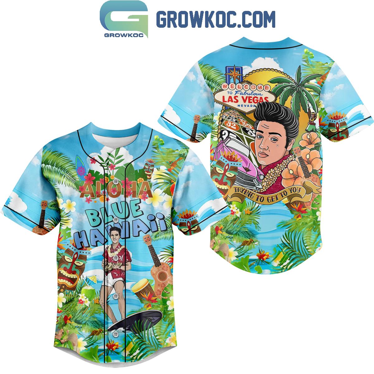 Elvis Presley Aloha Blue Hawaii Fan Personalized Baseball Jersey baseball jersey product view 1