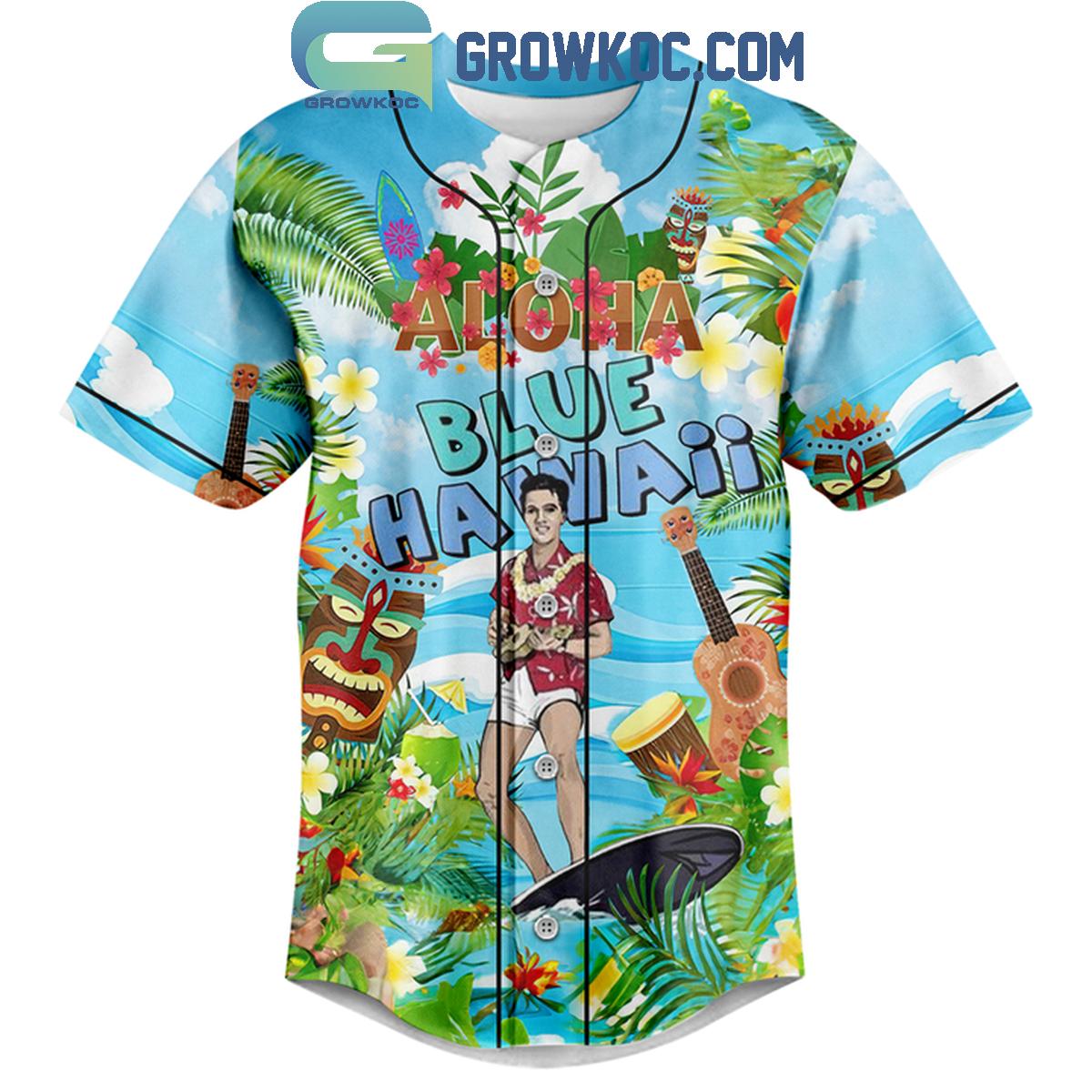 Elvis Presley Aloha Blue Hawaii Fan Personalized Baseball Jersey baseball jersey product view 2