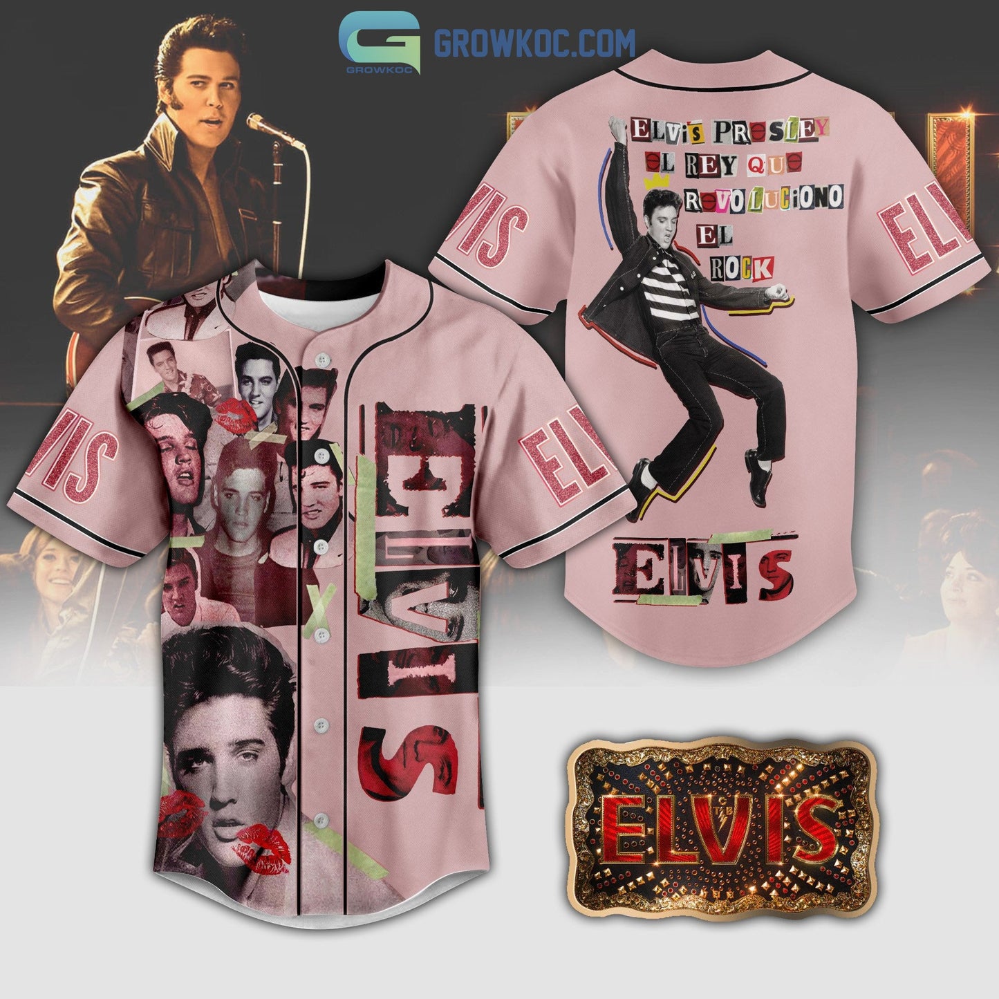 Elvis Presley El Rey Que Revoluciono El Rock Baseball Jersey baseball jersey product view 1