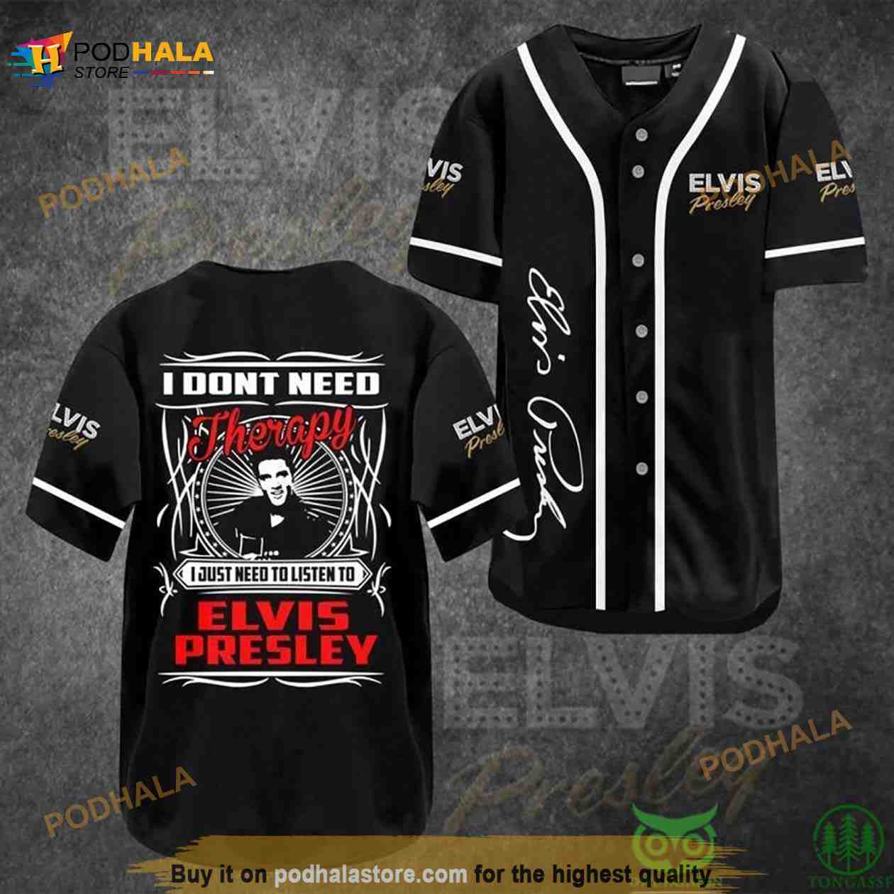 Elvis Presley I Dont Need Therapy Black 3D Baseball Jersey Shirt baseball jersey product view 1