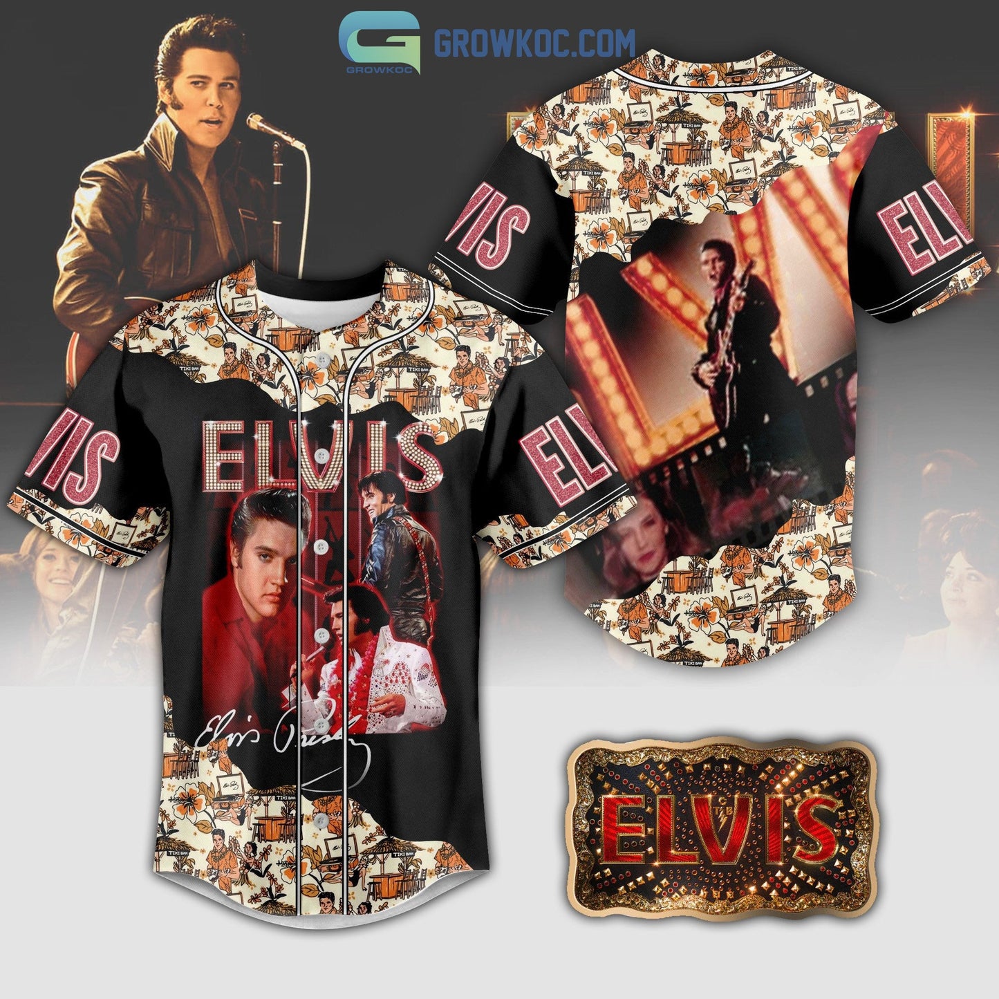 Elvis Presley King Of Rock And Roll Baseball Jersey baseball jersey product view 1