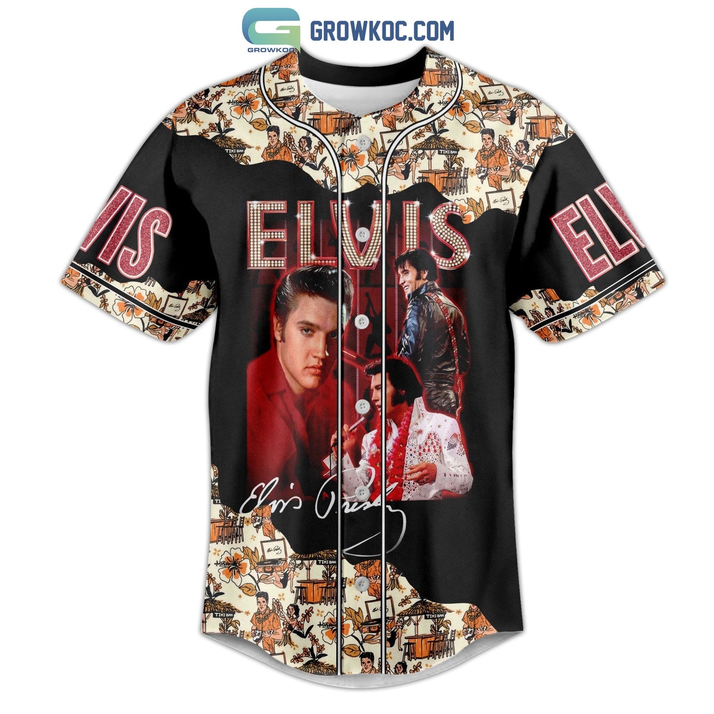 Elvis Presley King Of Rock And Roll Baseball Jersey baseball jersey product view 2