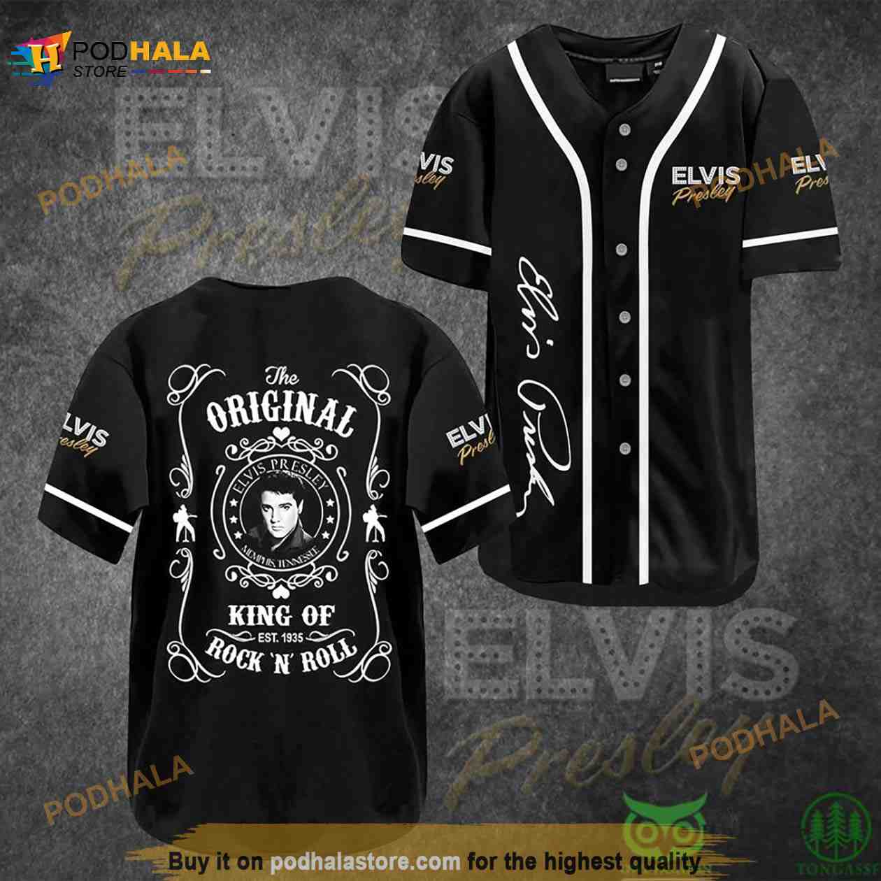 Elvis Presley King Of Rock N Roll Est 1935 3D Baseball Jersey Shirt baseball jersey product view 1