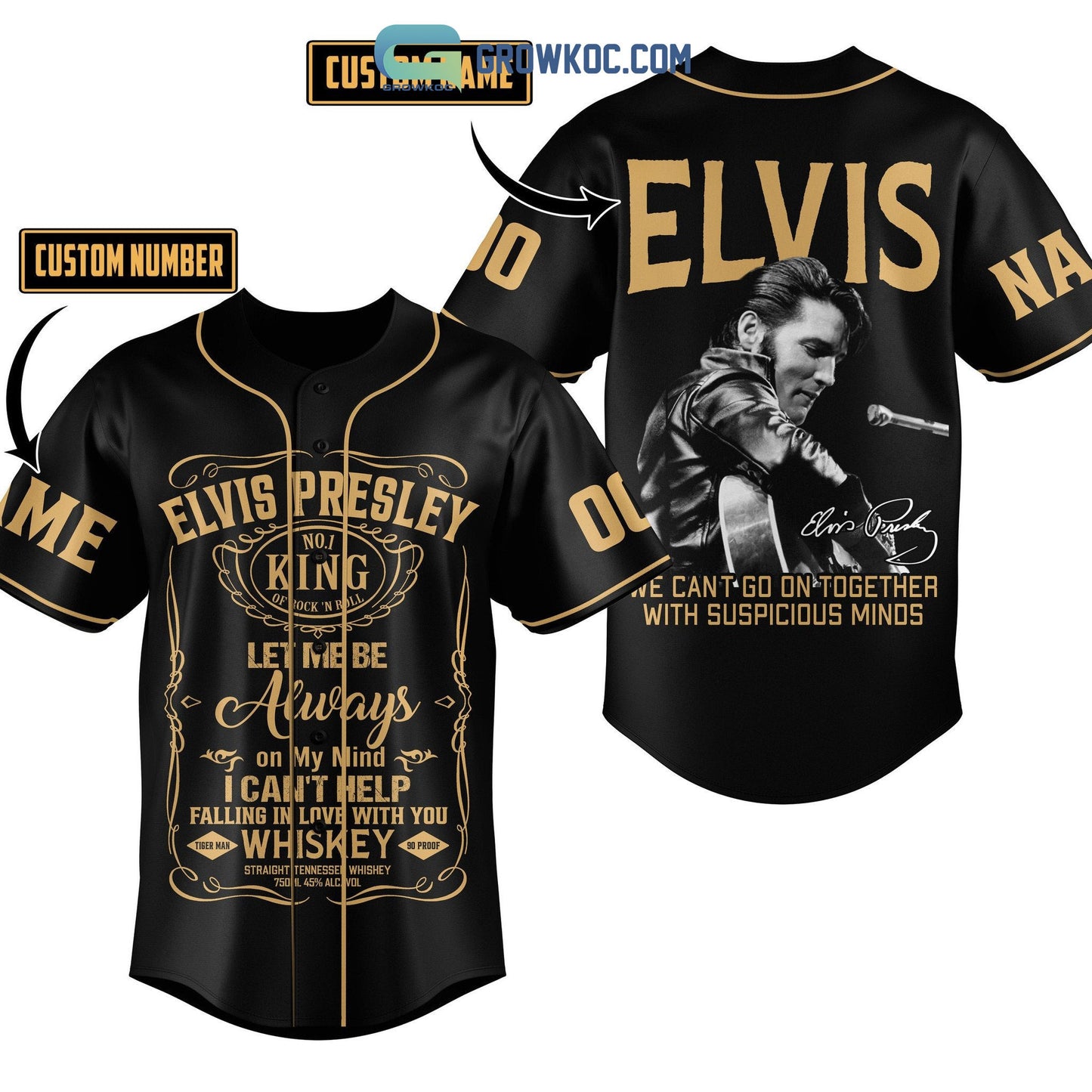 Elvis Presley King Of Rock N Roll Personalized Baseball Jersey baseball jersey product view 1