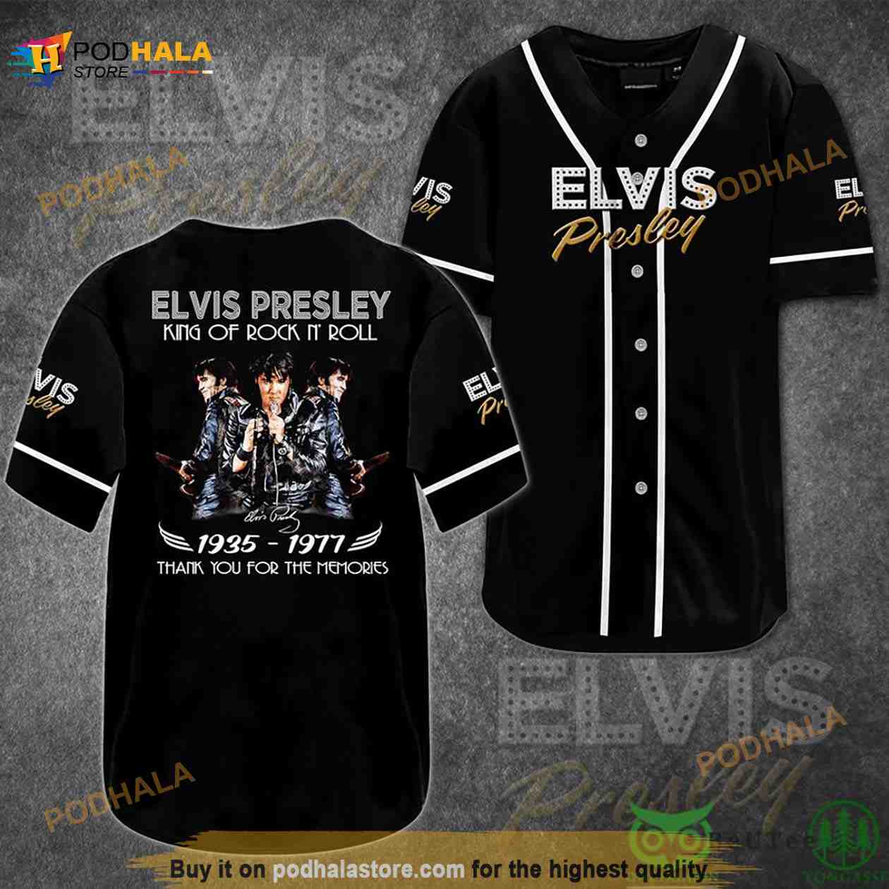 Elvis Presley King Of Rock N Roll Remembrance 3D Baseball Jersey Shirt baseball jersey product view 1