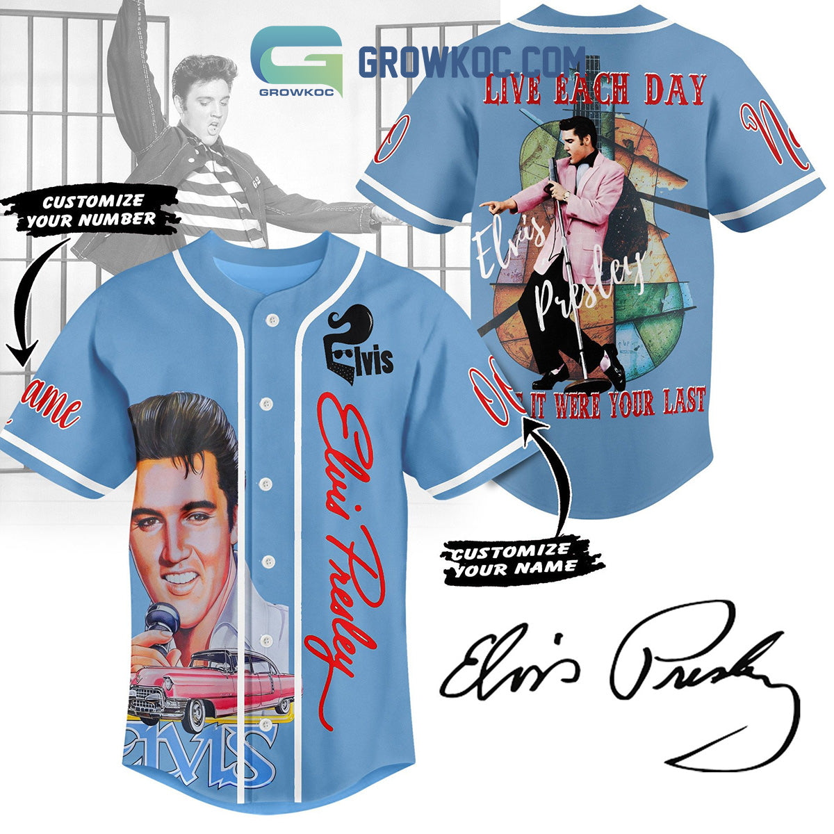 Elvis Presley Live Each Day As It Were Your Last Personalized Baseball Jersey baseball jersey product view 1