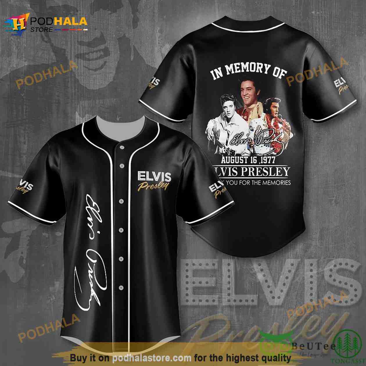 Elvis Presley Signature And Images Black 3D Baseball Jersey Shirt baseball jersey product view 1