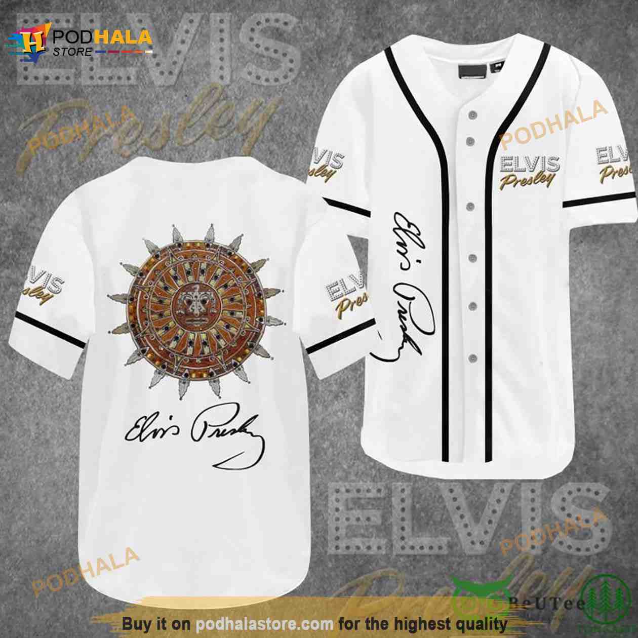 Elvis Presley Symbols White 3D Baseball Jersey Shirt baseball jersey product view 1