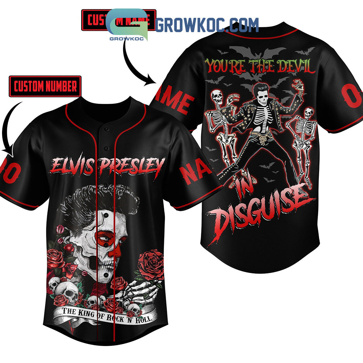Elvis Presley The King Of Rock N’ Roll You’re The Devil Disguise Personalized Baseball Jersey baseball jersey product view 1
