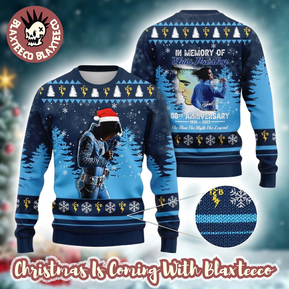 Elvis Presley The Man The Myth The Legend In Memory Of Elvis Presley Christmas Sweater Unisex T-shirt, Sweatshirt, Hoodie, Long Sleeve Tee - T-Shirt, Sweatshirt, Hoodie