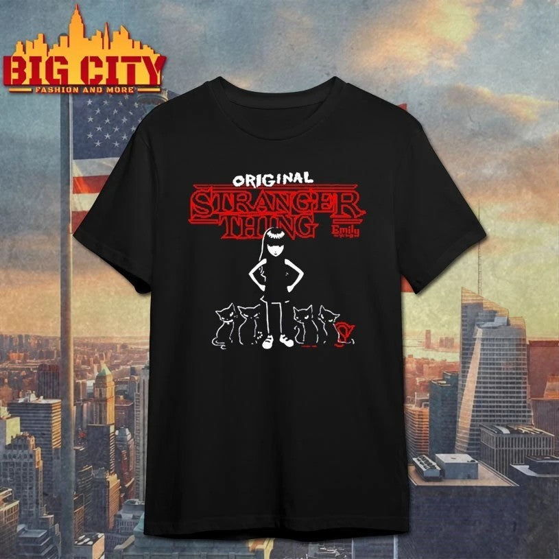 Emily and black cat Original Stranger Thing - Adult & Kids T-Shirts, Sweatshirts & Hoodies apparel design preview 1