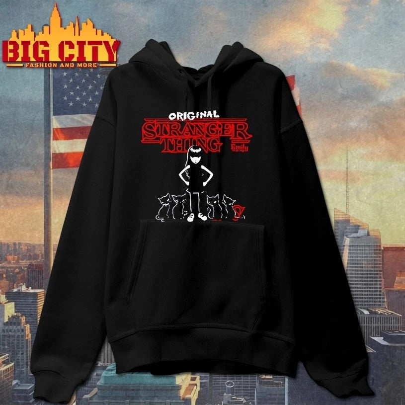 Emily and black cat Original Stranger Thing - Adult & Kids T-Shirts, Sweatshirts & Hoodies apparel design preview 2