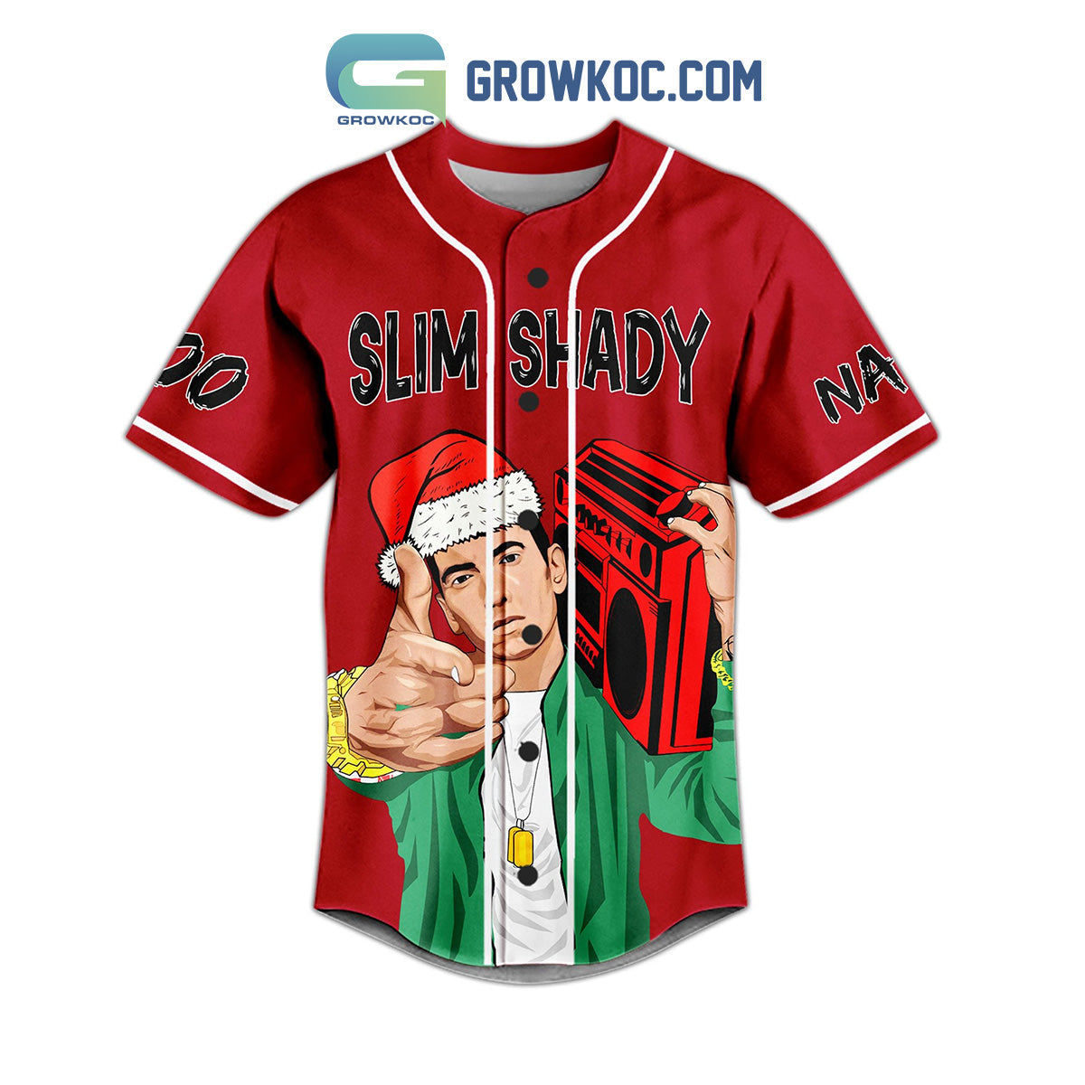 Eminem Slim Shady Love Yourself In The Jingle Bells Personalized Baseball Jersey baseball jersey product view 2