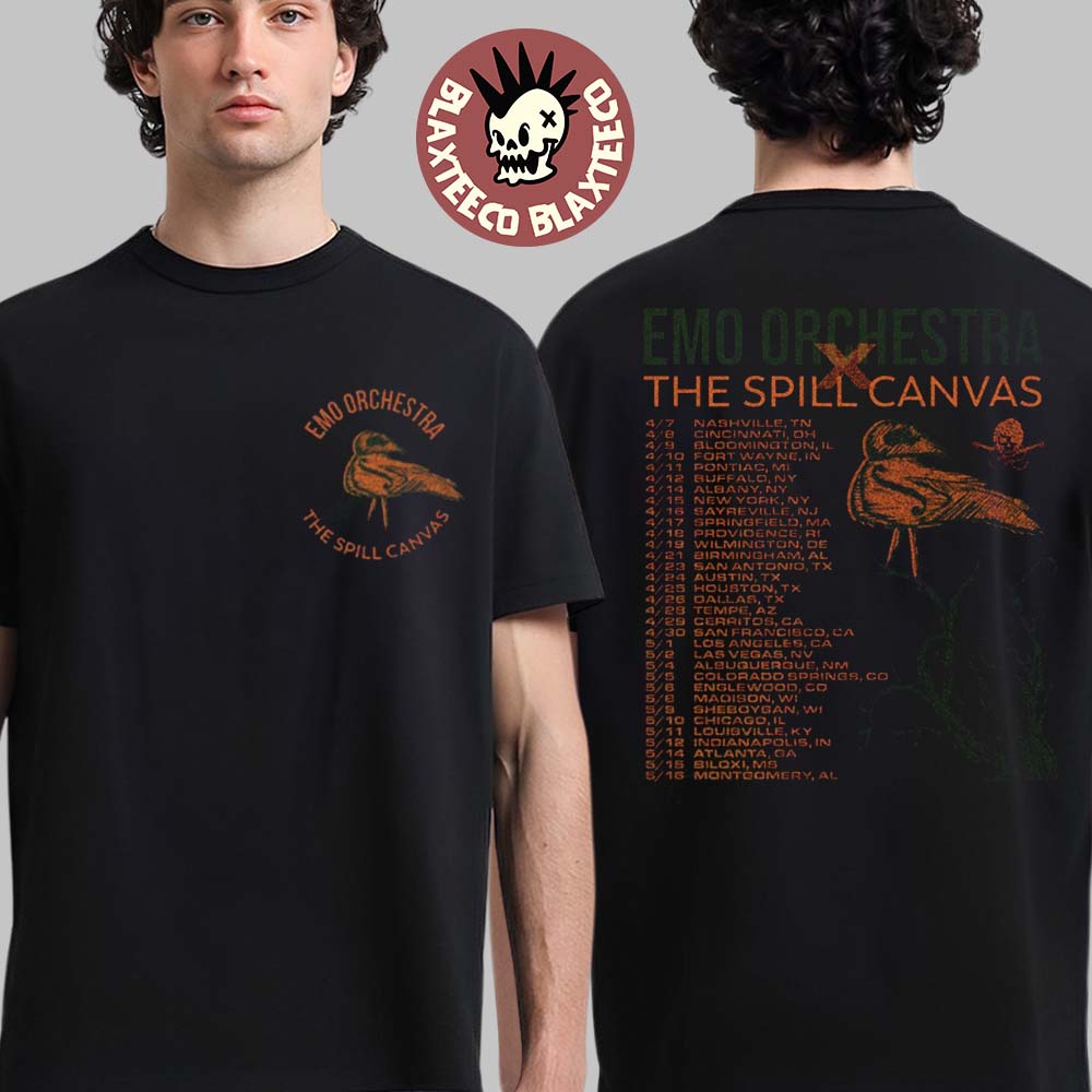 Emo Orchestra The Spill Canvas 2026 North America Tour Schedule Dates Merch T-Shirt Unisex T-shirt, Sweatshirt, Hoodie, Long Sleeve Tee - T-Shirt, Sweatshirt, Hoodie