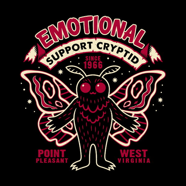 Emotional Support Cryptid Mothman Unisex T-shirt, Sweatshirt, Hoodie, Long Sleeve Tee - T-Shirt, Sweatshirt, Hoodie