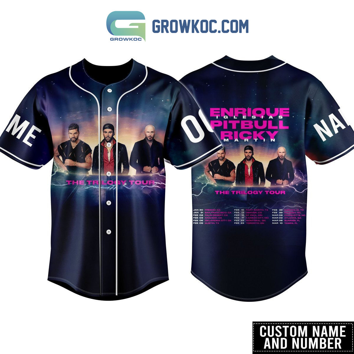 Enrique Iglesias Pitbull Ricky Tour 2024 Personalized Baseball Jersey baseball jersey product view 1