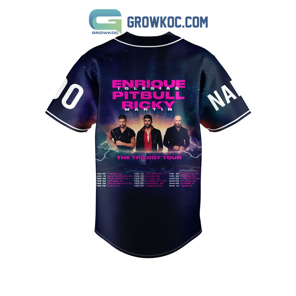 Enrique Iglesias Pitbull Ricky Tour 2024 Personalized Baseball Jersey baseball jersey product view 3