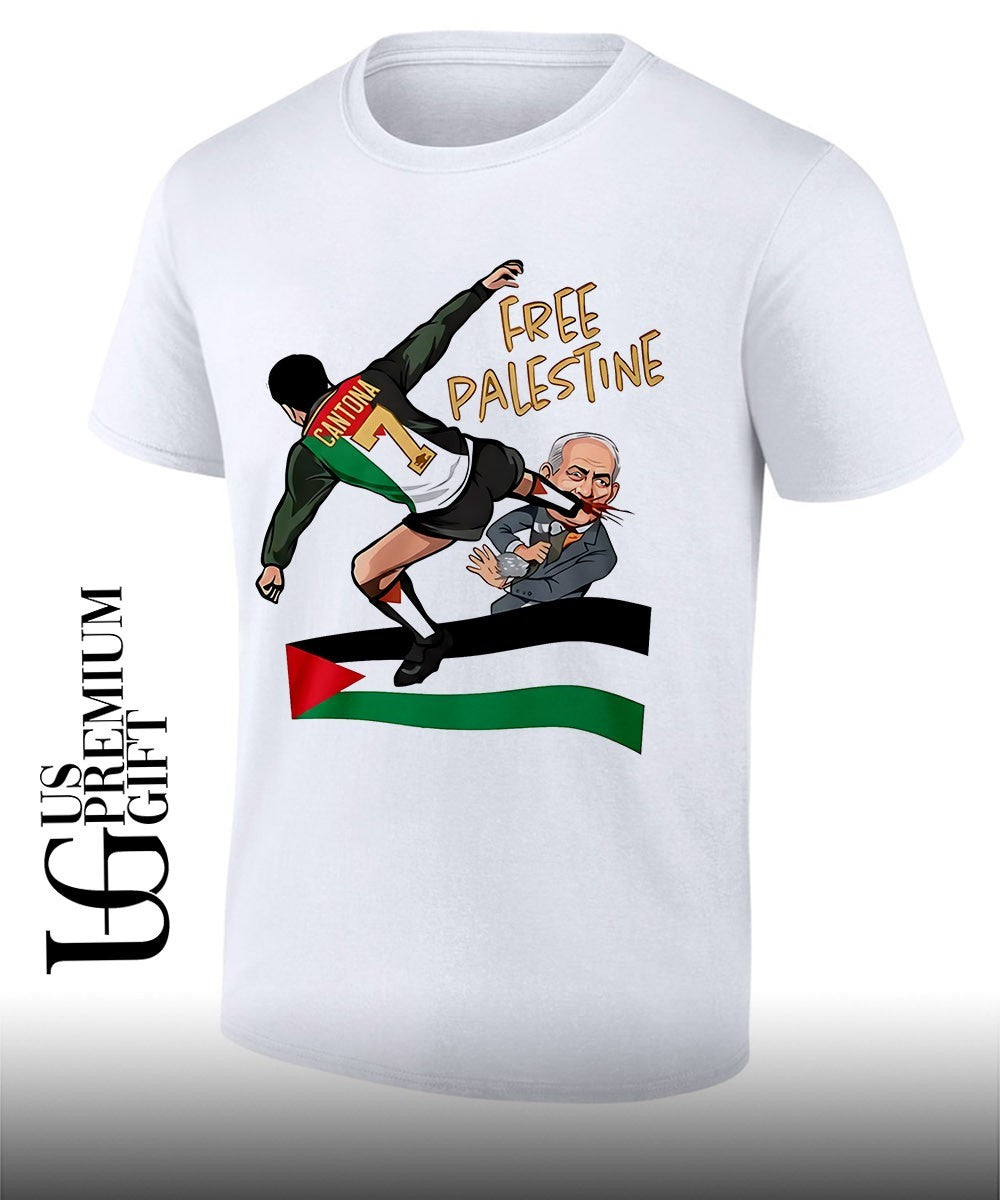 Eric Cantona Free Palestine caricature shirt Unisex T-shirt, Sweatshirt, Hoodie, Long Sleeve Tee - T-Shirt, Sweatshirt, Hoodie