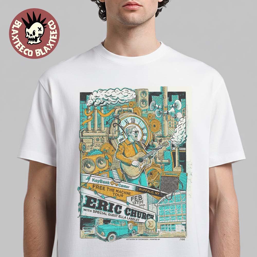 Eric Church Free The Machine Tour 2026 Buffalo New York Venue Poster At KeyBank Center On February 13 2026 T-Shirt - T-Shirt, Sweatshirt, Hoodie