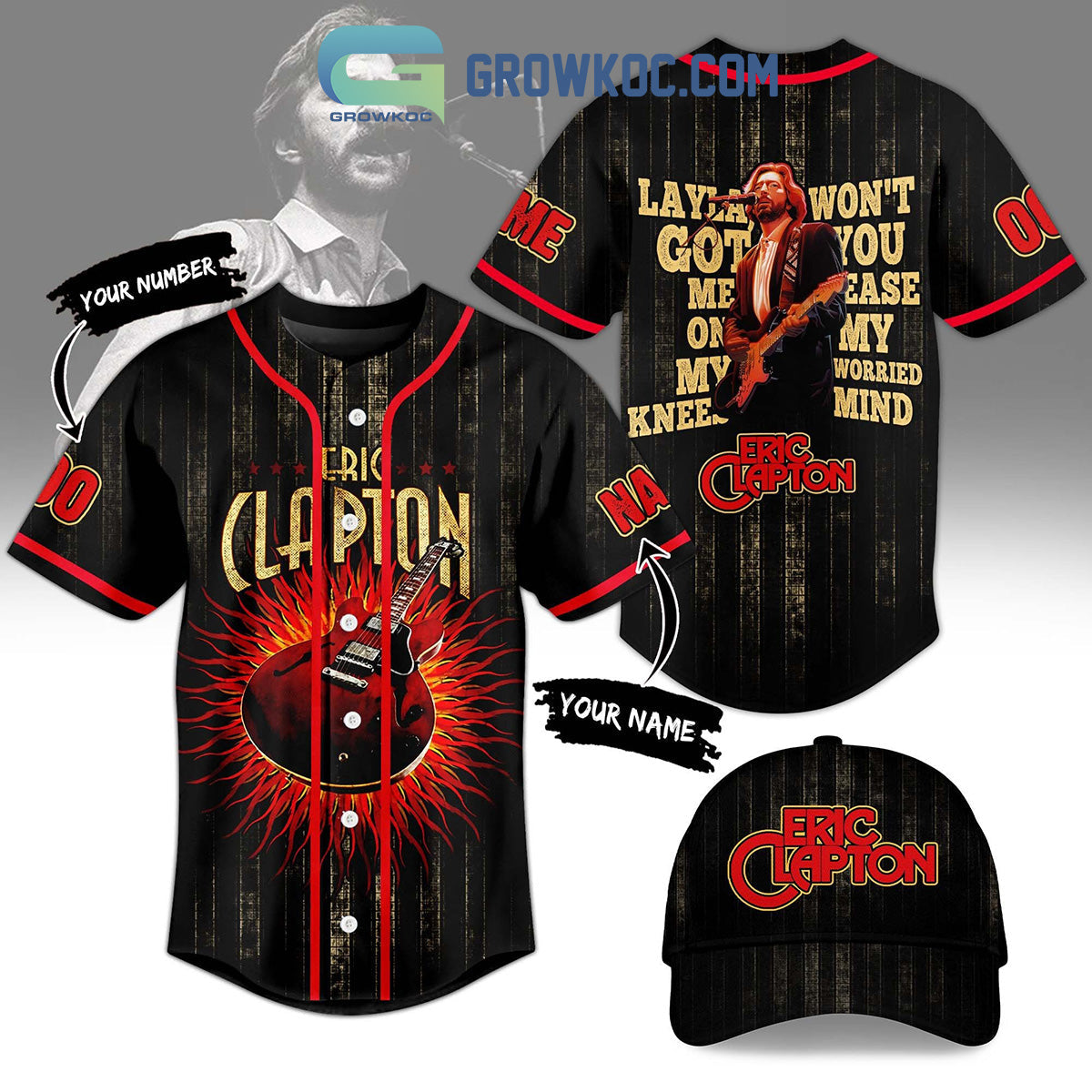 Eric Clapton Layla You Got Me On My Knees Personalized Baseball Jersey baseball jersey product view 1