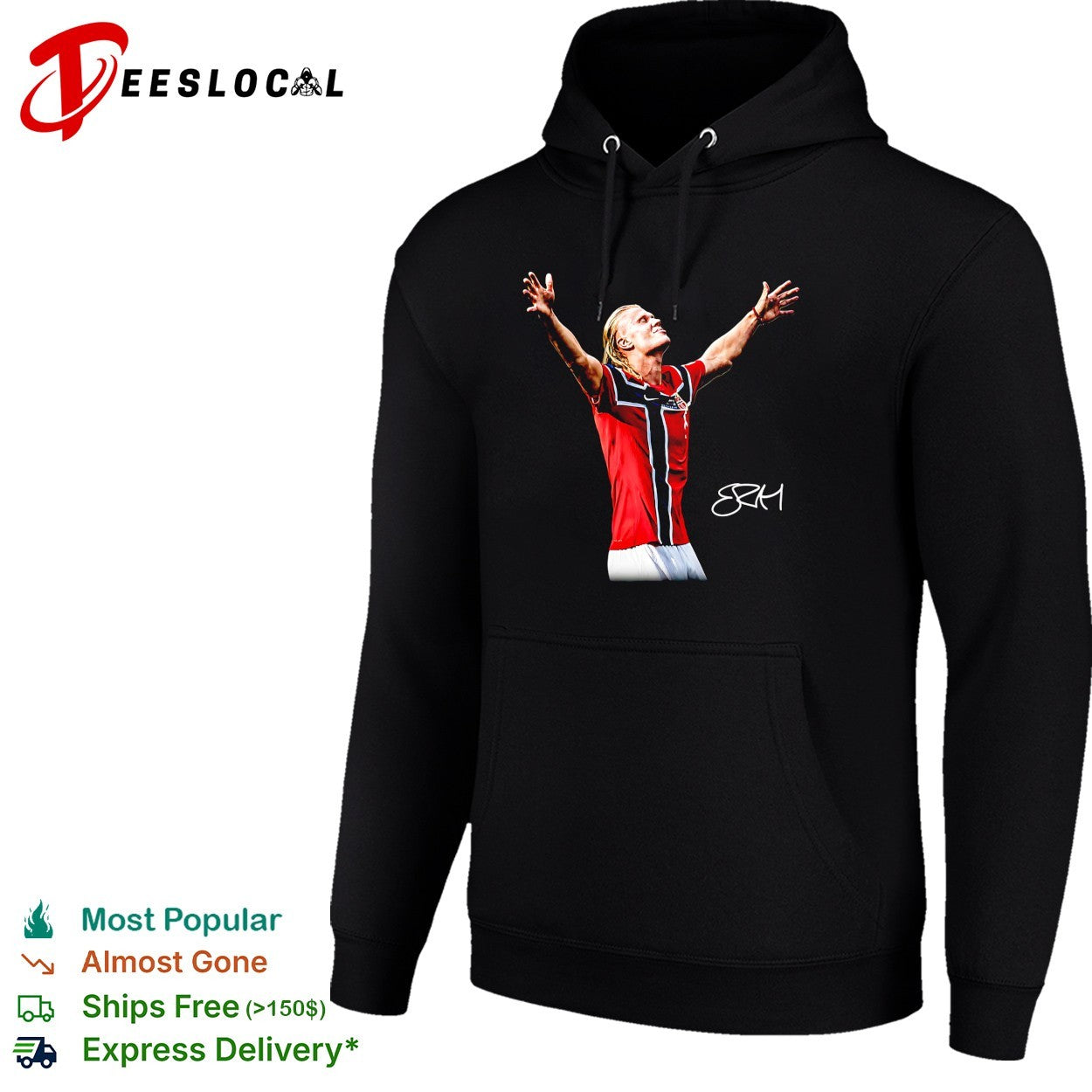 Erling Haaland Norway jersey raising arms shirt sports jersey product view 2