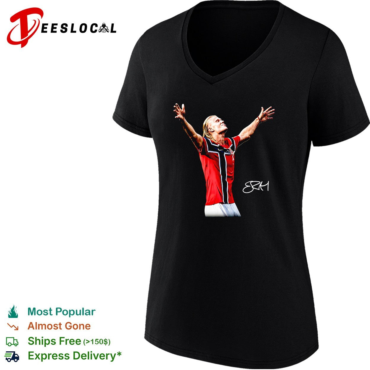 Erling Haaland Norway jersey raising arms shirt sports jersey product view 3