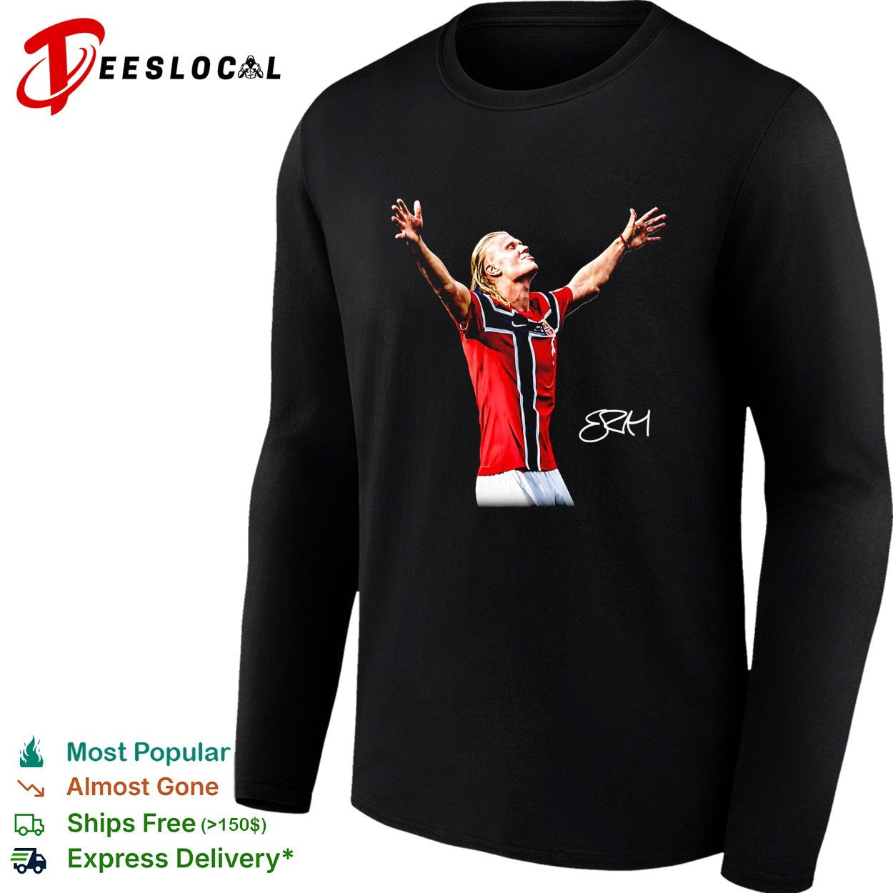 Erling Haaland Norway jersey raising arms shirt sports jersey product view 4