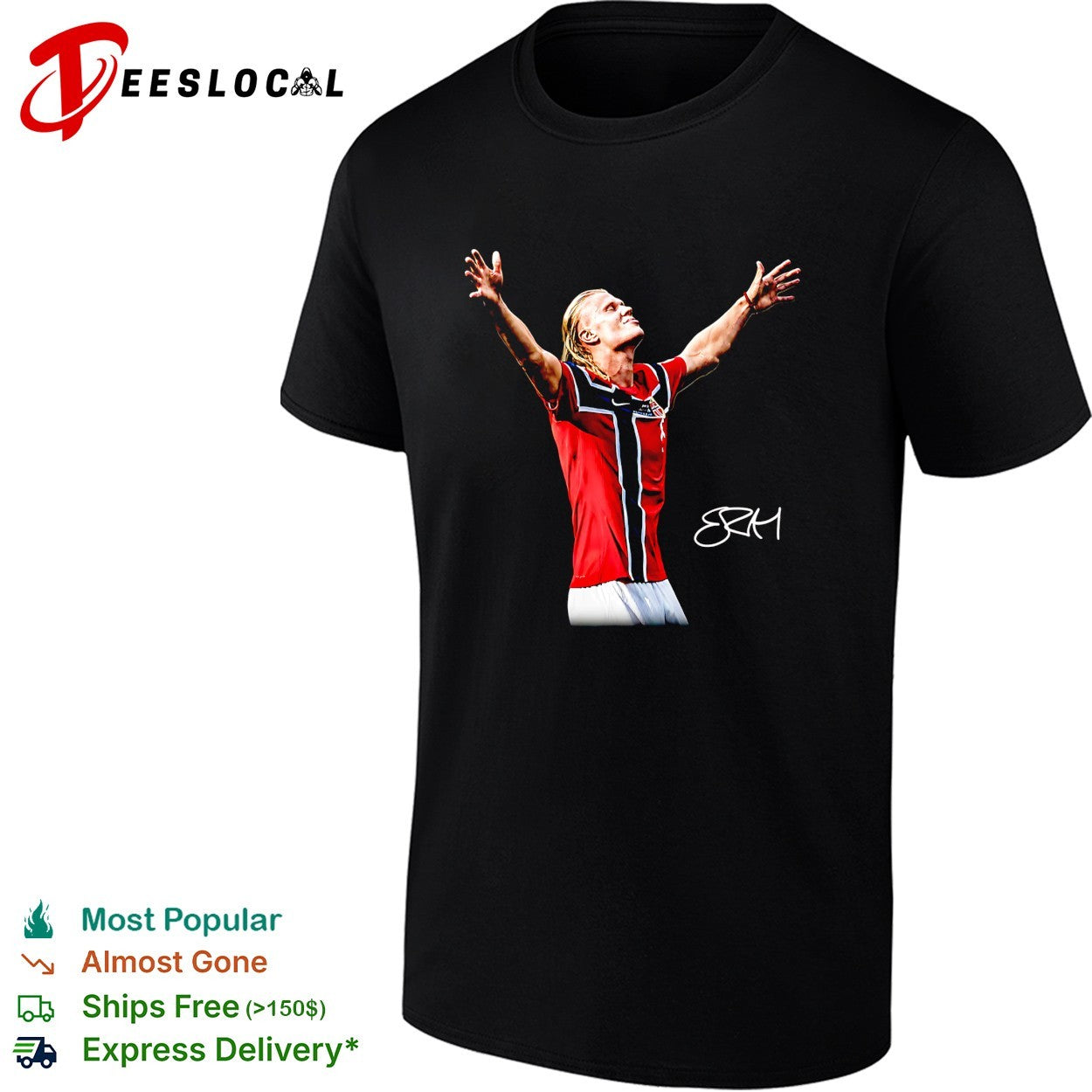 Erling Haaland Norway jersey raising arms shirt sports jersey product view 1