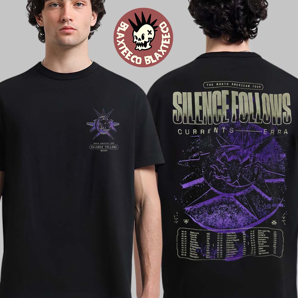Erra Silence Follows North American Tour 2026 Merch Pink Star With Dates Back Two Sided T-Shirt - T-Shirt, Sweatshirt, Hoodie
