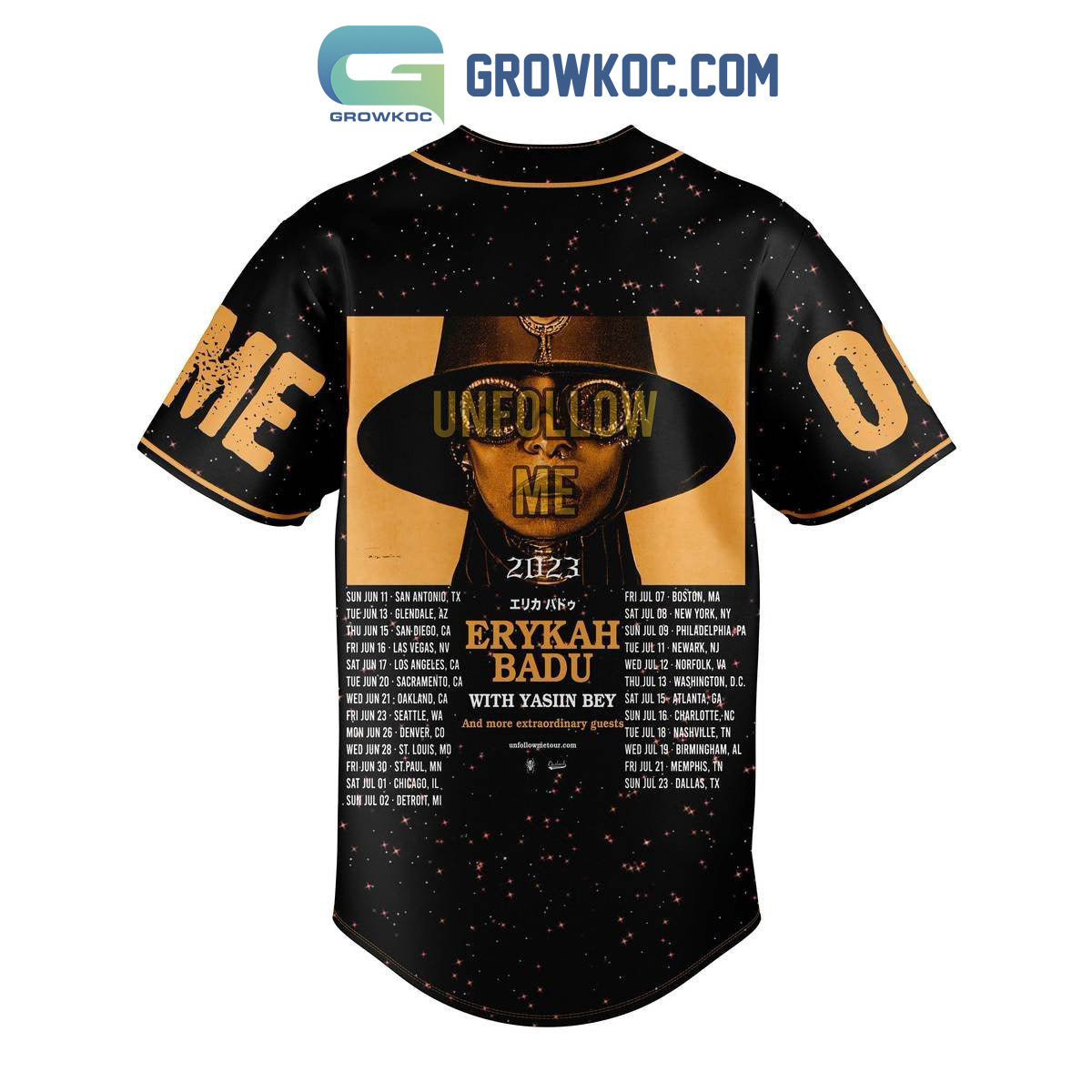 Erykah Badu Unfollow Me 2023 Tour Personalized Baseball Jersey baseball jersey product view 3