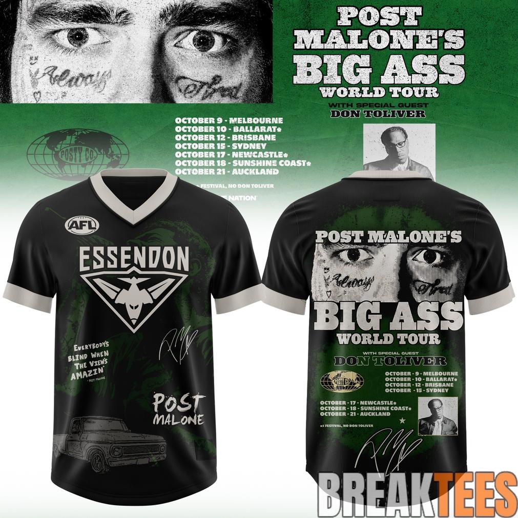 Essendon Football Club x Post Malone Big Ass World Tour 2026 Football Jersey football jersey product view 1